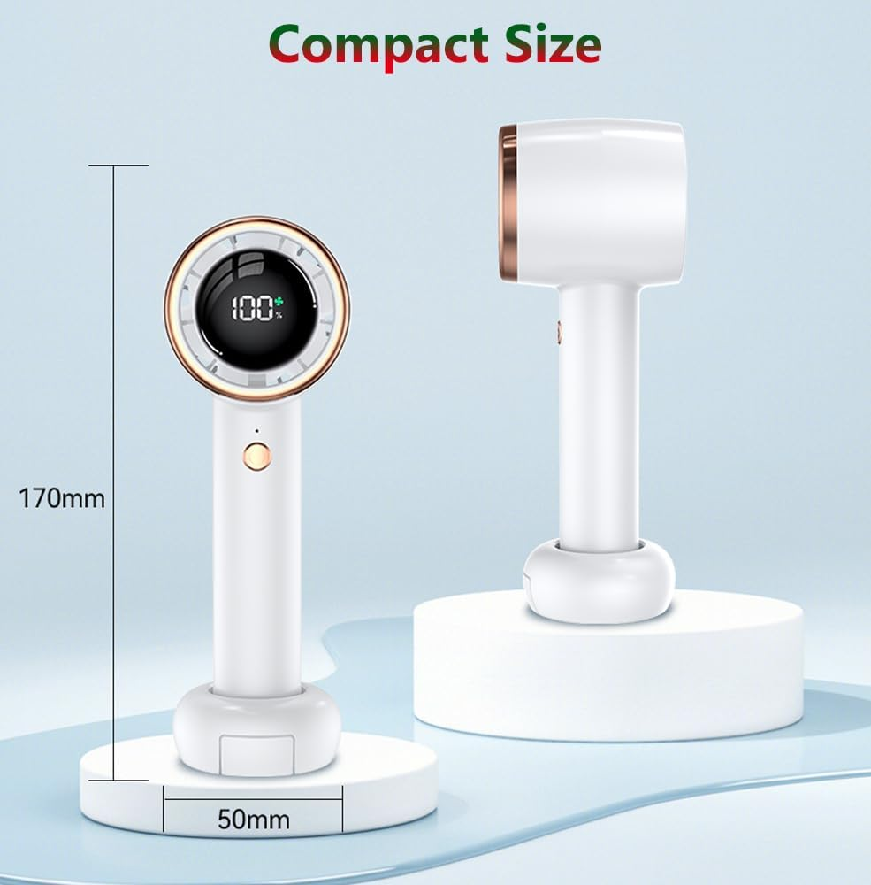 RINGSUN Handheld Fan Rechargeable, Portable Fan with Phone Holder Base, 4000Mah Small Turbo Fan for Home Office Travel Cooling, White - Pink image number 4