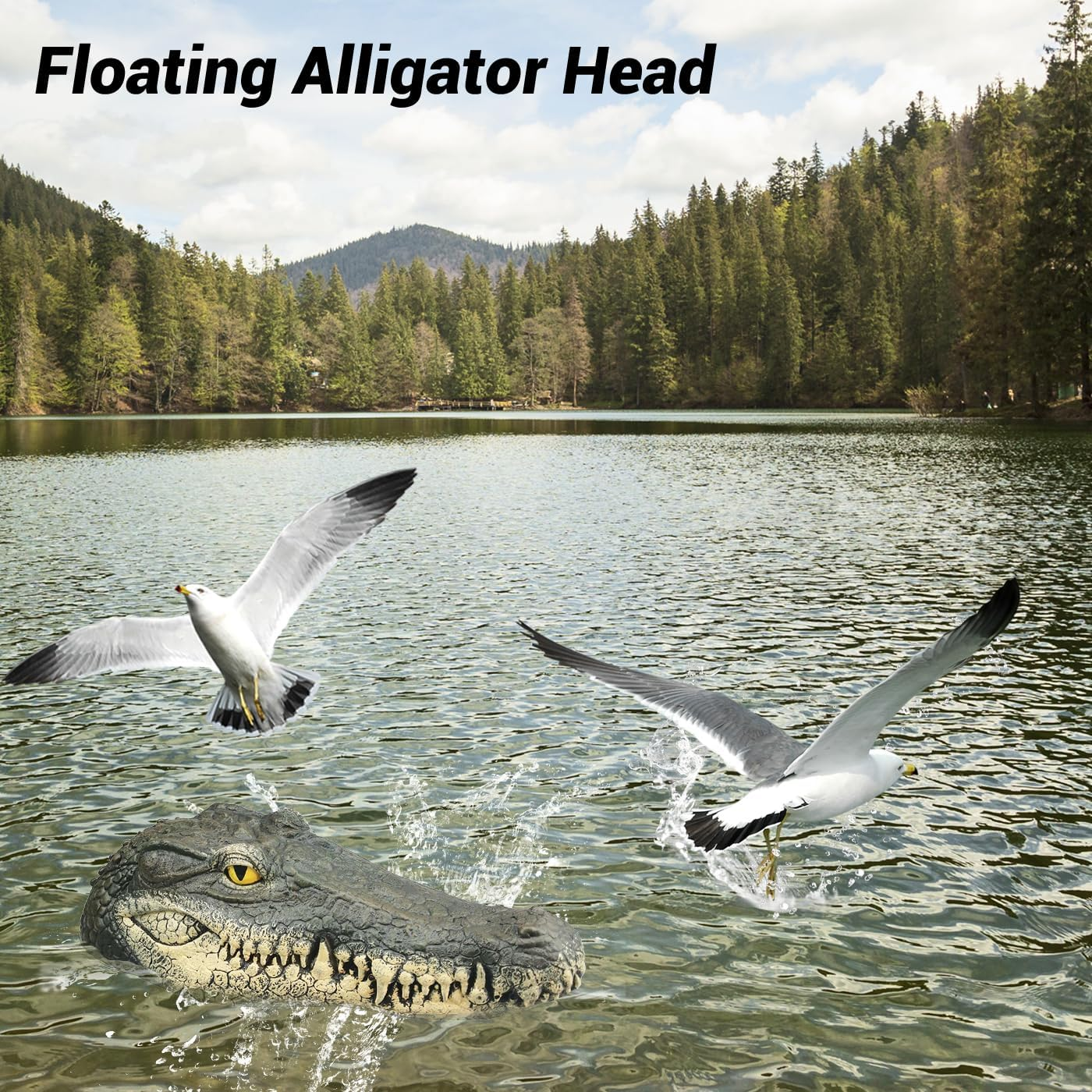 Floating Alligator Decoy for Pool - Crocodile Head Float Used as Duck, Egret, and Pond Bird Deterrent image number 1