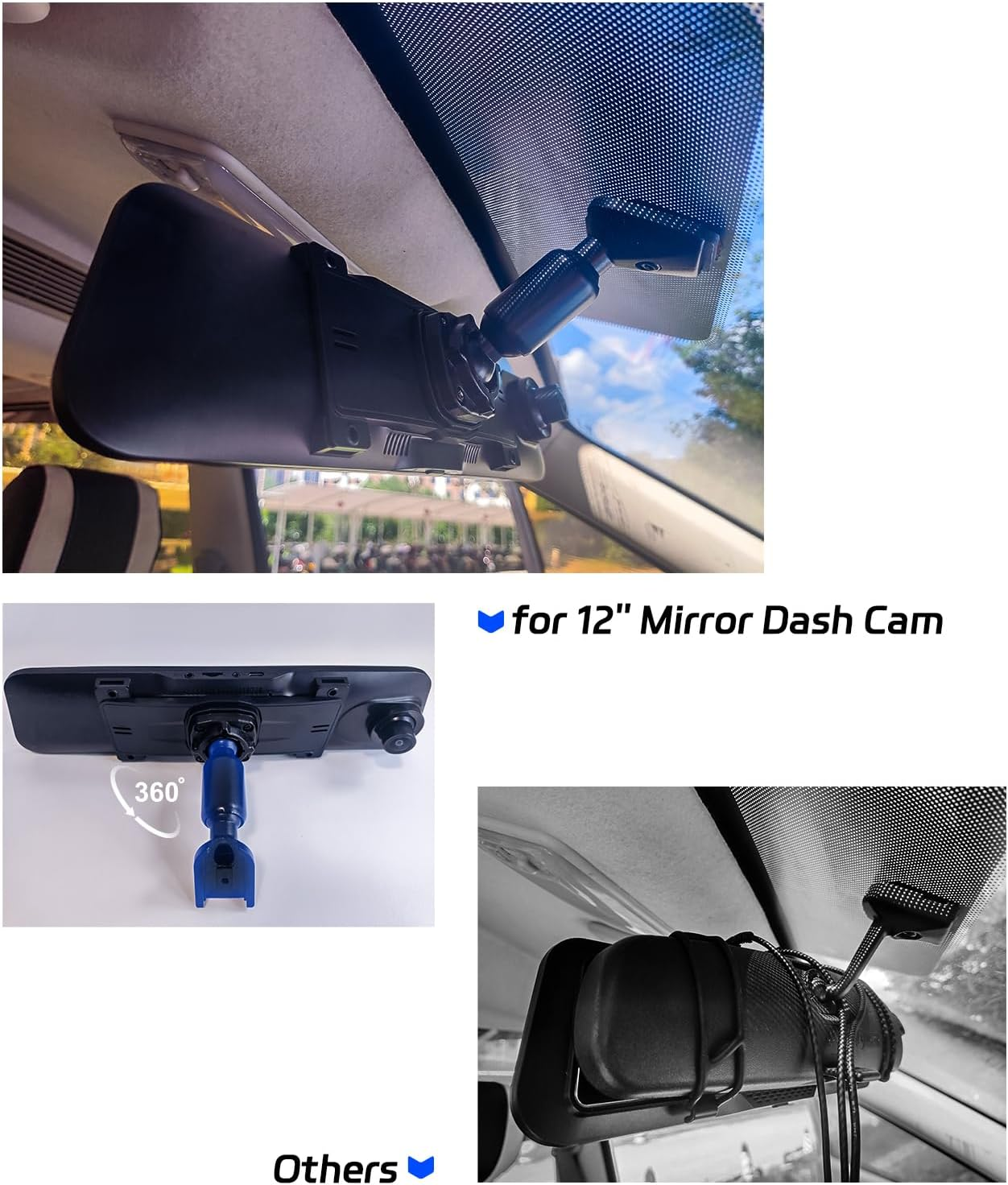 Pelsee Bracket for 12&lsquo;&rsquo; Mirror Dash Cam Rear View Dash Camera Mount image number 1