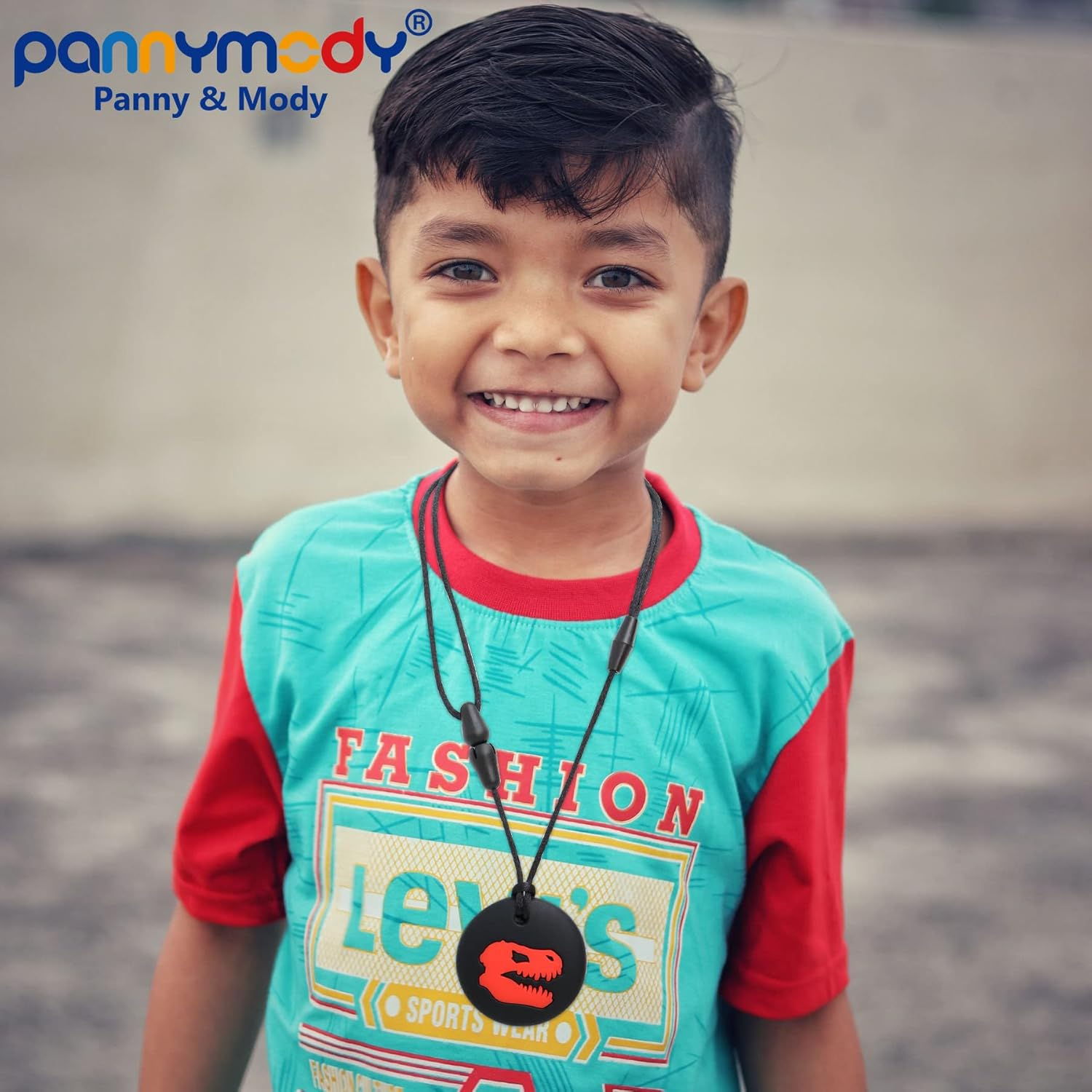 Panny & Mody Sensory Dinosaur Skull Chew Necklace for Kids, Girls or Boys, Silicone Chewy Necklaces Teether Necklace Oral Motor Therapy Toy for Chewing, Autism, SPD, ADHD image number 2