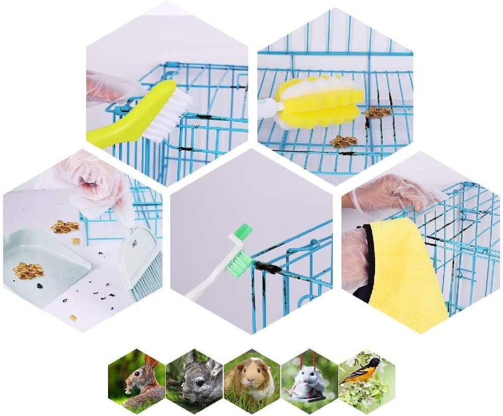 Pet Cage Clean Set for Rabbit Cages Guinea Pig Hamster Cat Ferret Birds Parrot Chinchilla， Small Animals Pet Playpen Bedding Cleaning Brush Dustpan and Broom Foam Sponge image number 5