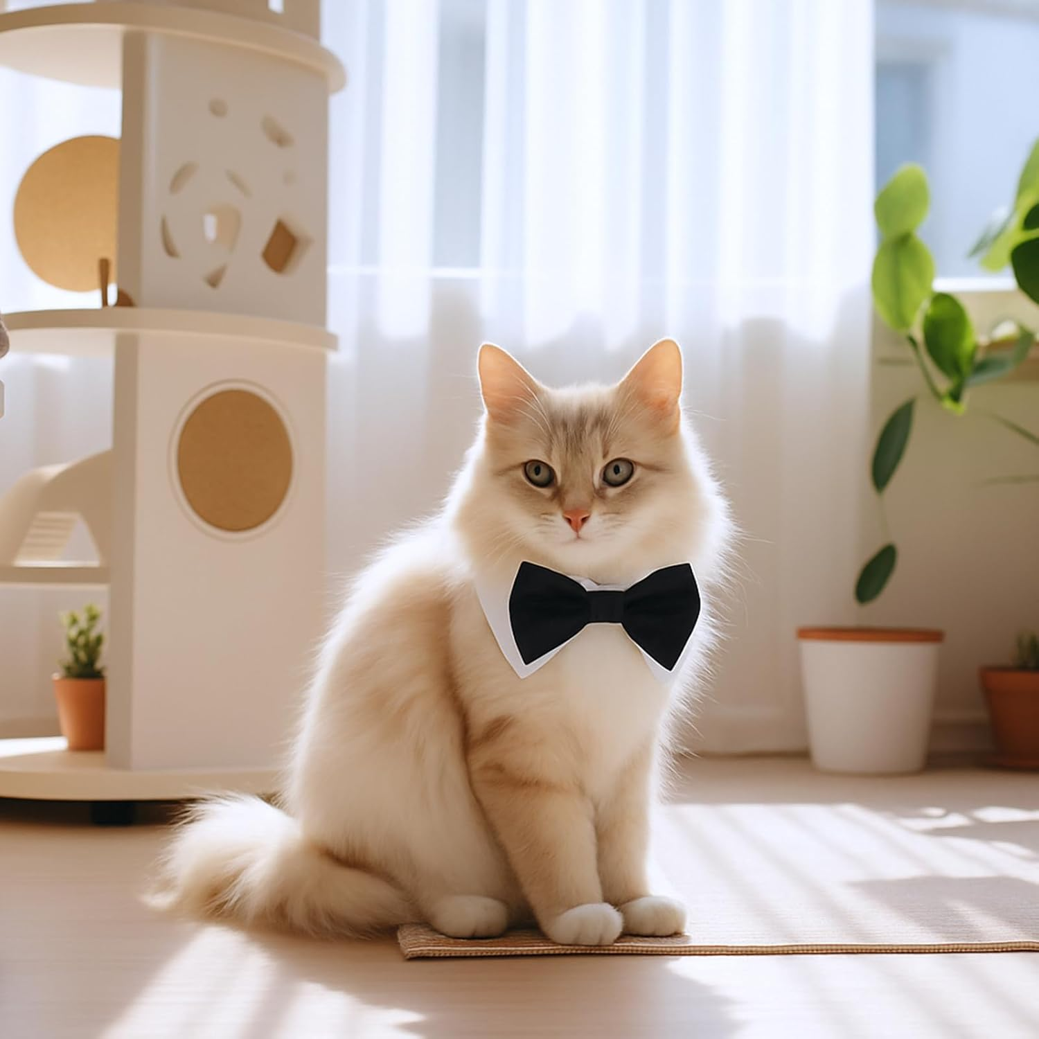 2 Pack Dog Cat Tuxedo Collar Cute Tux Puppies Dog Bowtie Cat Bow Tie Tux Collar Adjustable Formal Pet Cats Necktie for Dogs Cats Birthday Wedding Costumes image number 5