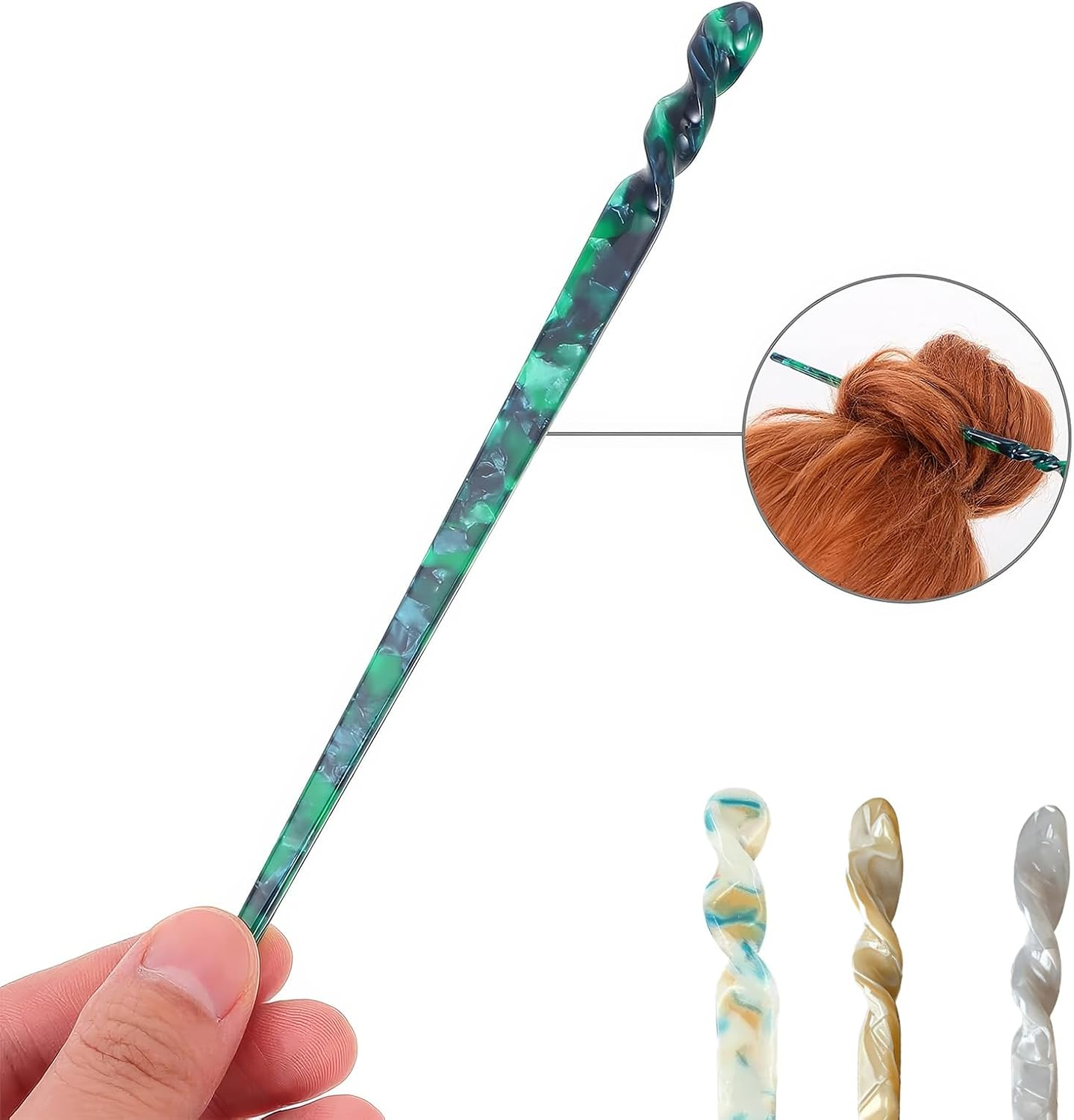 RTRTGS Pack of 4 Acetate Hair Sticks Hair Pins Chopsticks Retro Vintage Style Chinese Hair Pins for Women Girls image number 3