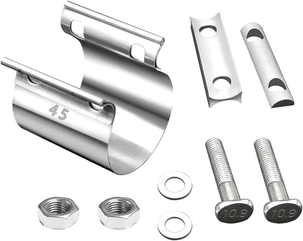 Tnuocke 1.75" Butt Joint Band Exhaust Seal Clamp Sleeve,45Mm Stainless Steel Exhaust Sleeve Band for Exhaust Pipe, Muffler,Manifolds,Coupler H-031-45