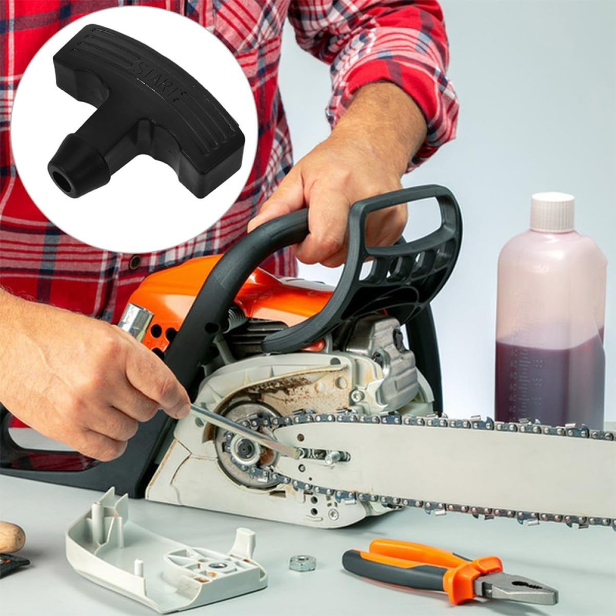 KONTONTY 6Pcs Pull Starter Handle and Pull Cord Handles for Gasoline Engine Lawn Mower Recoil Starter Grip Replacement, Small Engine Repair Tool Set for Outdoor Power Equipment image number 3