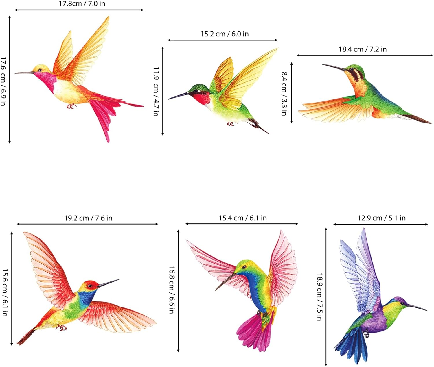 DECOWALL CDS2-9002 Hummingbirds Window Clings Stickers Peel and Stick Removable Glass Tint Film Decorations Reuseble Bird Strike Window Decals anti Collision image number 6