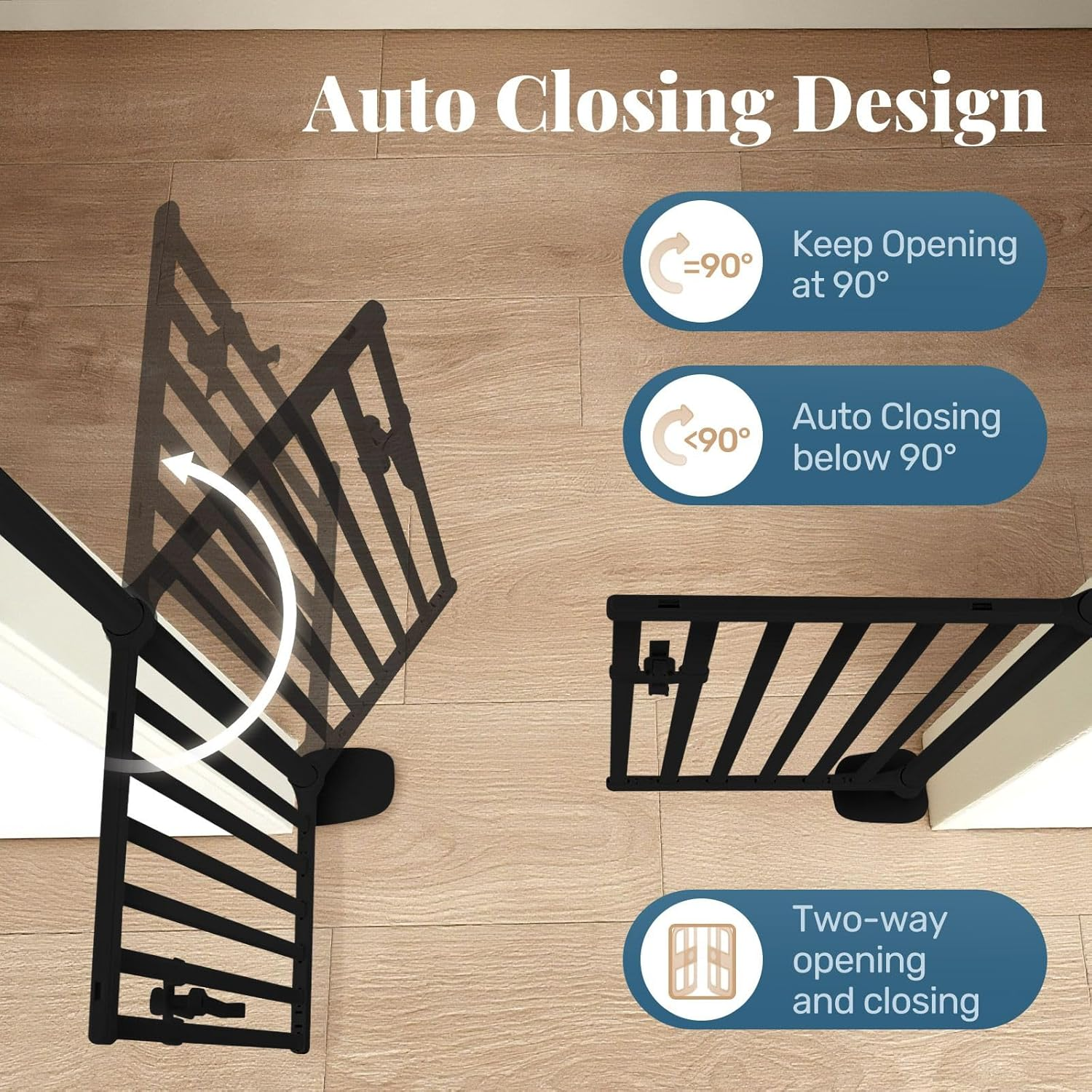 Pet Scene Retractable Safety Gate 185CM Tall Security Barrier Fencing for Stairs Doorway, Extra Tall with 3-Position Width Adjustment Pet Fence Enclosure Guard Black image number 5