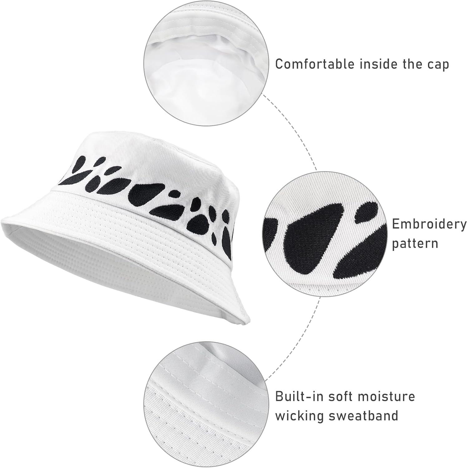 Novel Style Bucket Cosplay Hats Inspired for Men Women Fishing Hat and Summer Protection Hat | 360 Degree Outdoor Beach | UV Protection | White, White, One Size