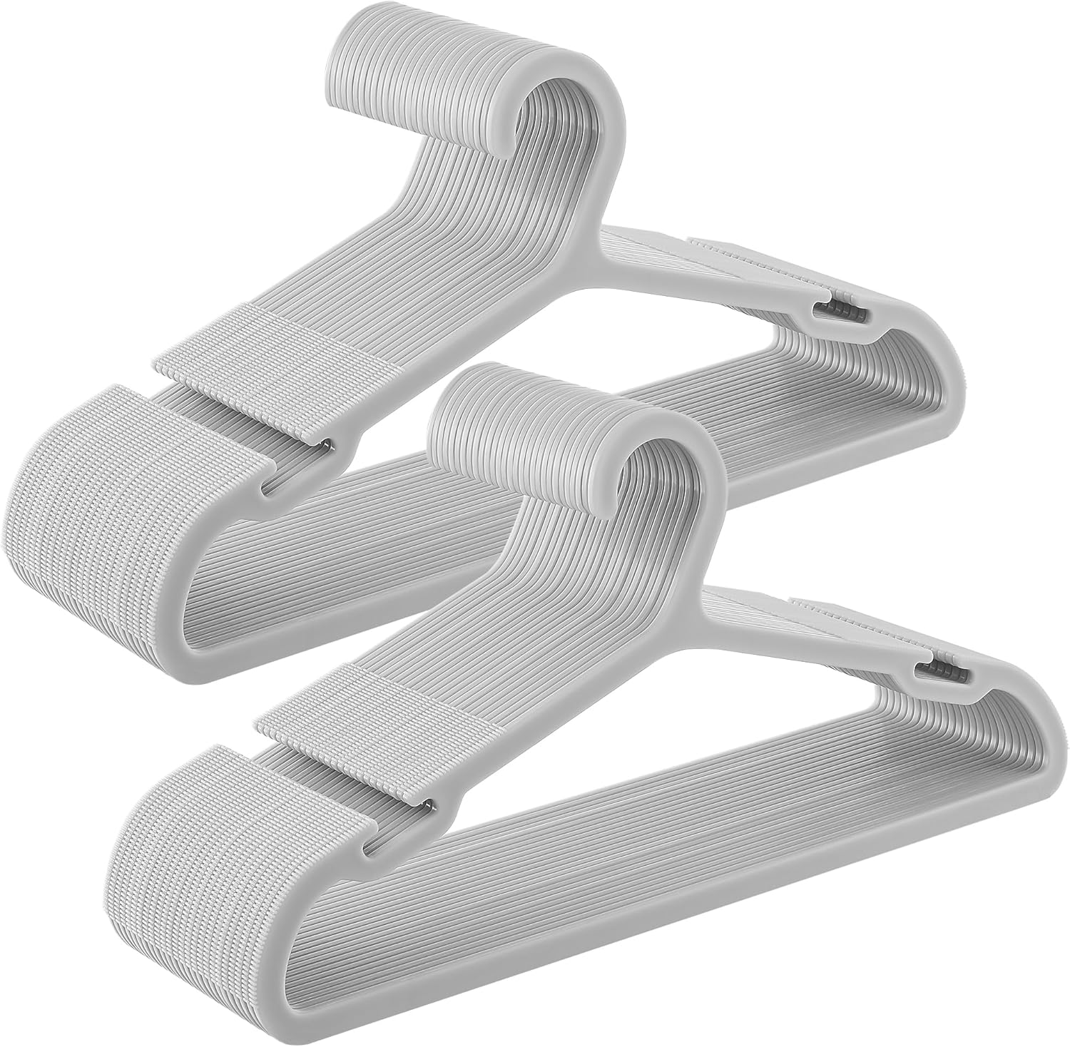 SONGMICS Clothes Hangers, Pack of 50, Plastic Hangers, with Wide Shoulder Notches, Space-Saving Coat Hangers, 16.4 Inches Wide, for Closet, Cloud White UCRP010W01