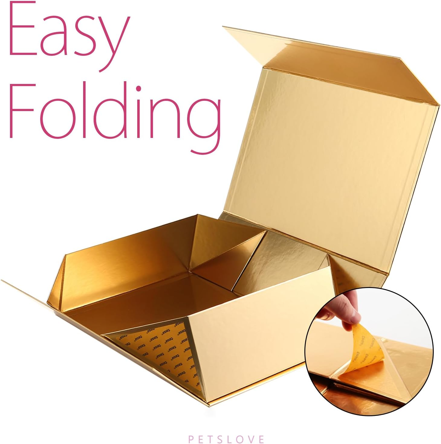 PETSLOVE Large Gold Gift Box 35.56X24.13X11.43 Cm,Collapsible Bridesmaid Proposal Box with Magnetic Closure for All Occasion - Gold-6 Pack image number 2