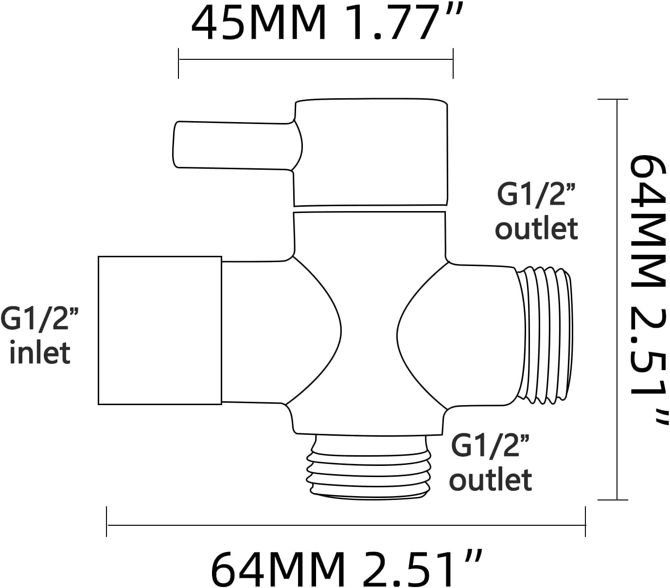 Tecmolog DSF007W Brass Diverter Valve Shower 3-Way Diverter Valve G1/2 Inch Shower System Replacement Part for Bathroom White - White image number 6