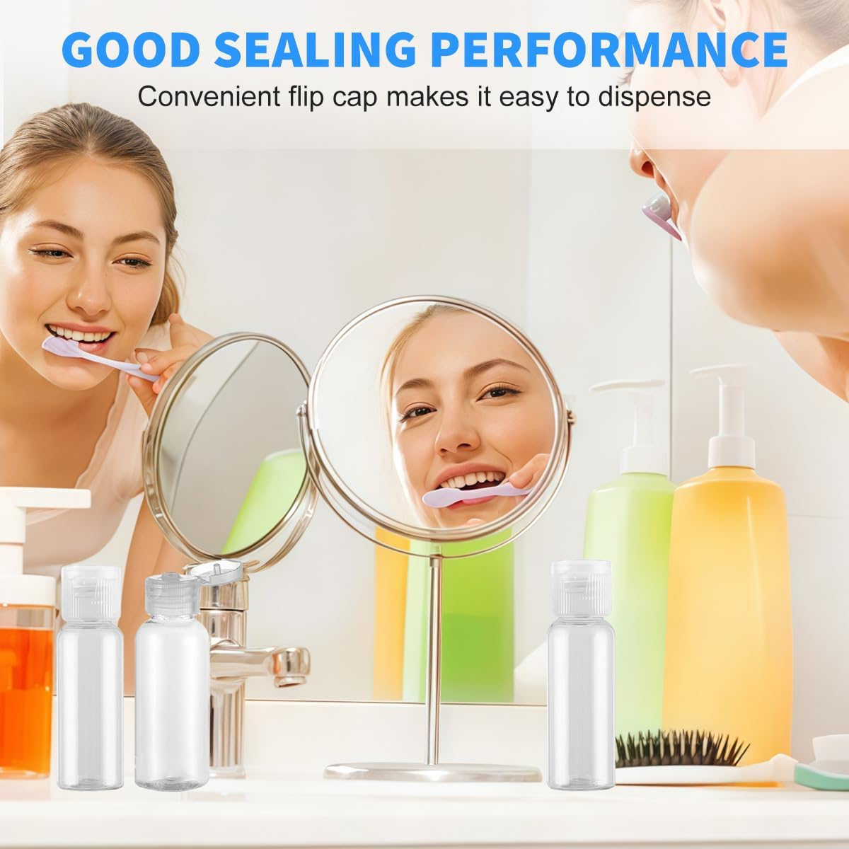 OHEETU 12Pcs 20Ml/0.7Oz Empty Clear Plastic Squeeze Bottles with Transparent Flip Cap Travel Sample Shampoo Shower Gel Lotion Cosmetic Storage Containers Vials image number 5