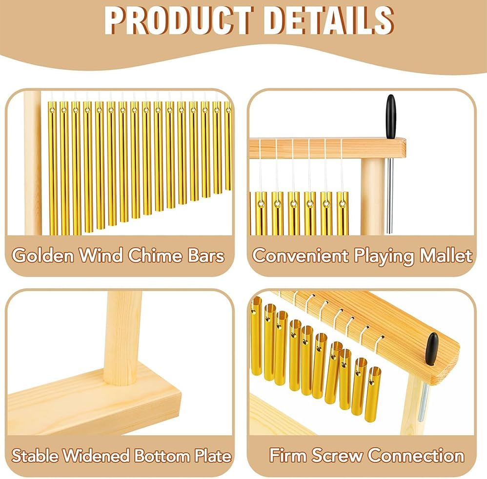 20 Note Chime Table Wind Chime,Bars Musical Percussion Item with Mallet for Office Ornament Decor Educational,Wind Chimes Percussion Instrument for Meditation,Yoga,Sound Healing & Music Performances image number 6