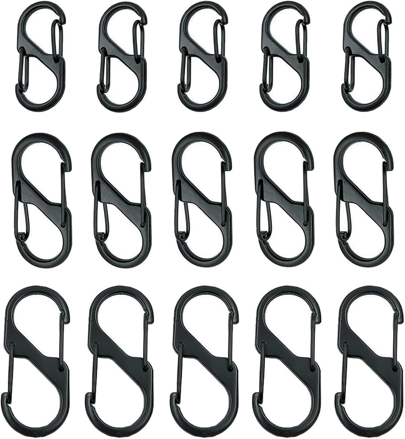 15 PCS Small Carabiner Clips, Carabiner Keyring Clip and S Ring Locking Carabiner,For Double Clip Hook for Outdoor Hiking Fishing Camping image number 4