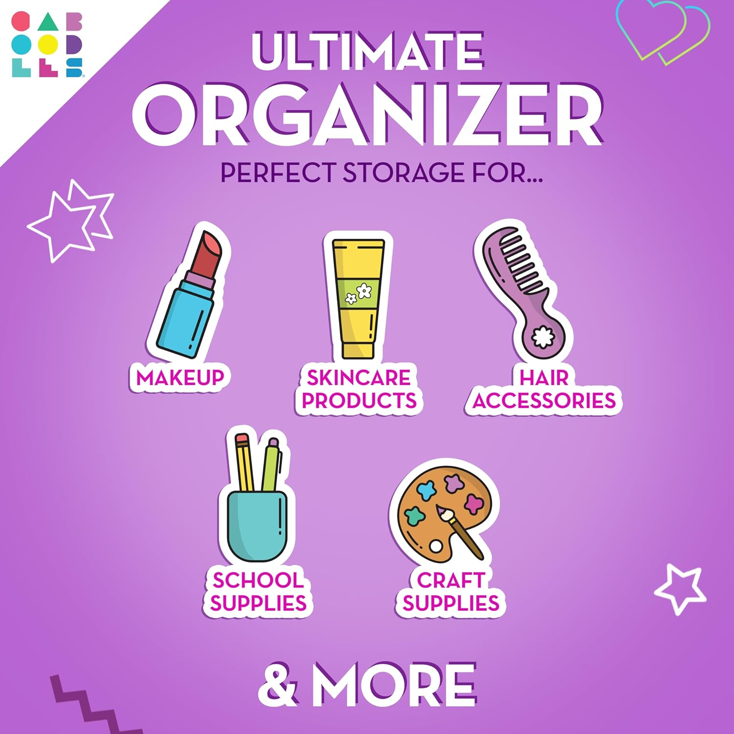 Caboodles On-The- Go Girl, Purple Jelly Sparkle, 1 Count (Pack of 1) - Funfetti Flitter Over Dusty Rose image number 3