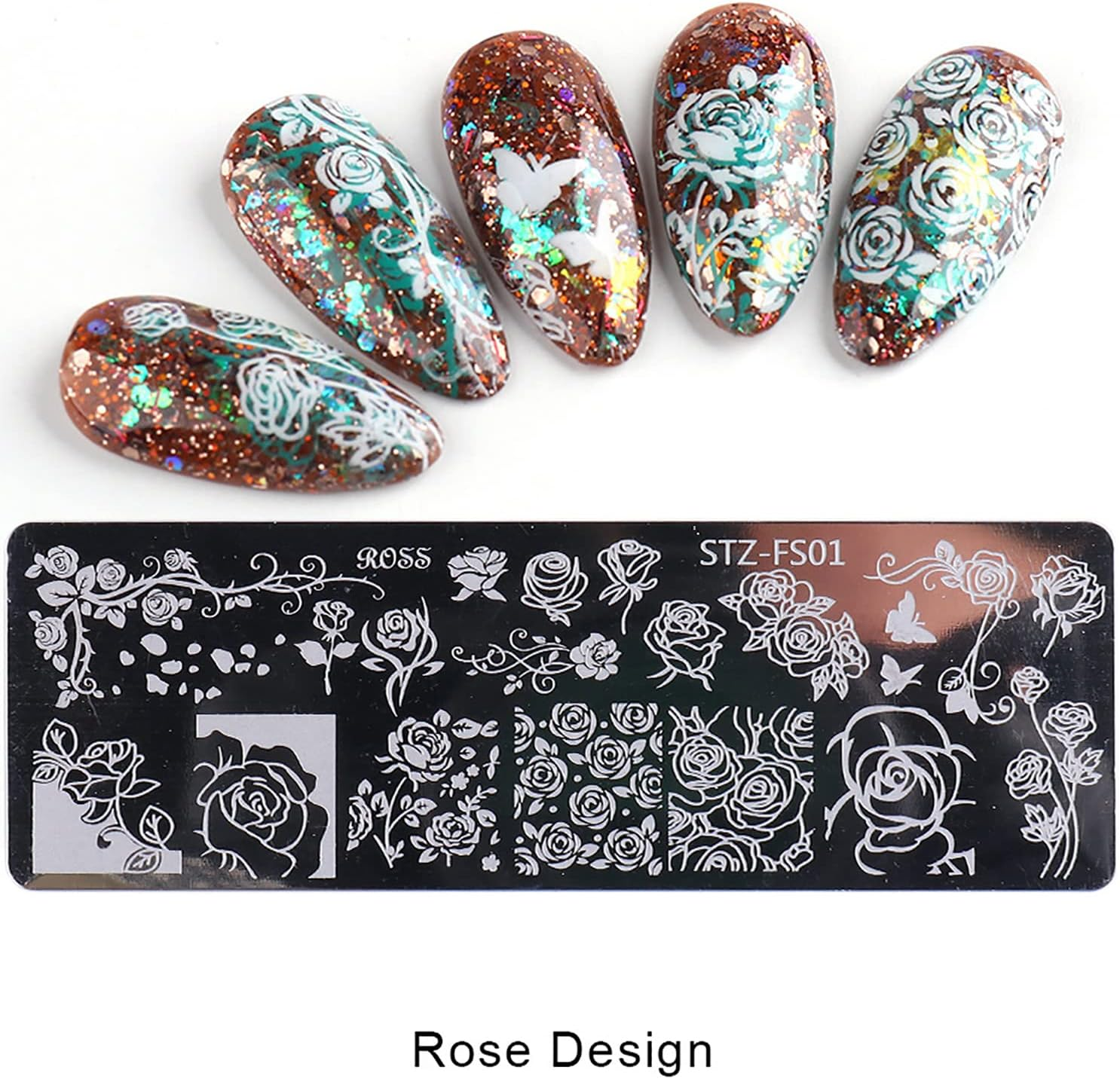 DANNEASY 6 Pieces Nail Stamping Plate Snake Flower Leaf Nail Stamps Abstract Nail Stencils Stamping Plates for Nails Manicure Template Nail Art Tools DIY Nails Accessories (Stylish Series) image number 1