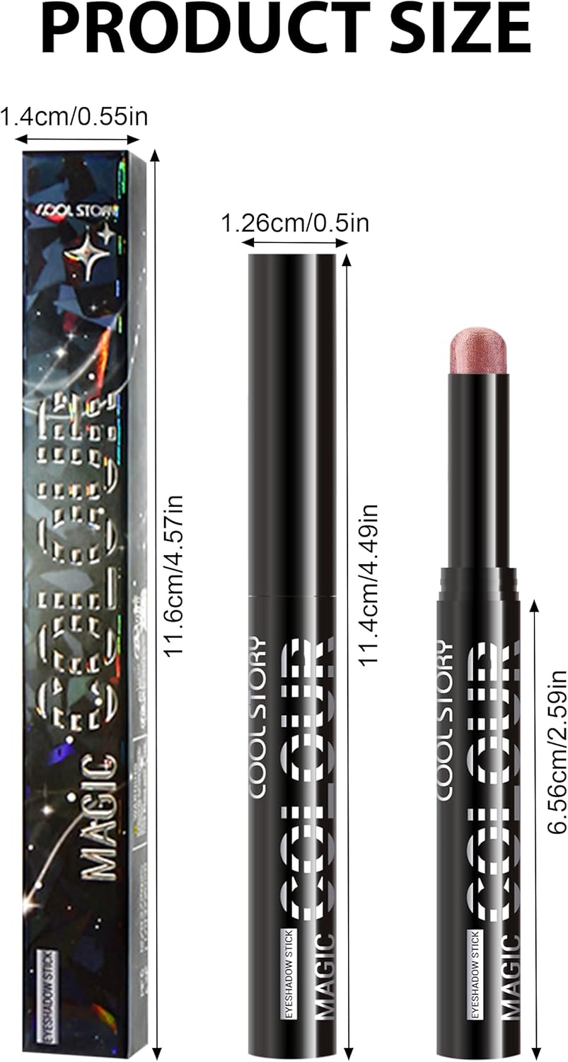 Erinde Shimmer Cream Eyeshadow Stick, Long Lasting Metallic Eye Shadow Sticks, Waterproof Creamy Glitter Eyeshadow Pencil, High Pigmented Blendable Neutral Eye Makeup #E03 image number 4