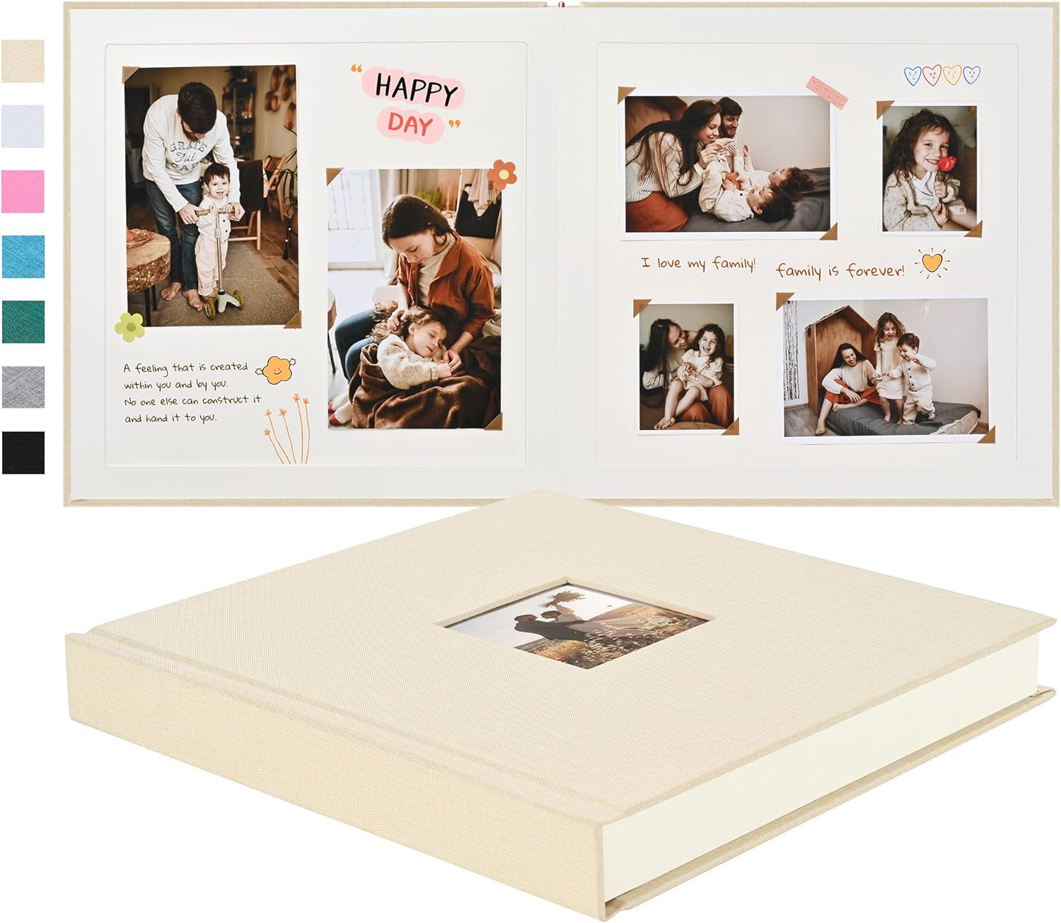 10 X 10 Inch DIY Scrapbook Album 40 Pages Linen Hardcover Kraft White Paper Scrap Book Photo Albums Memory Book for Baby Wedding Family Anniversary Photo Album (Beige, 40 Pages) image number 2