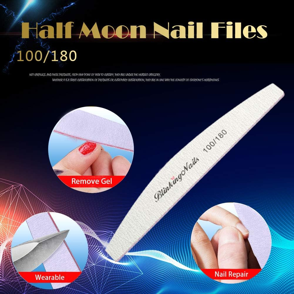 Nail Files and Buffers Professional Nail File 100/180 Grit Sanding File Set Double Side Washable Block Filen Nails Disposable Nail Files Bulk of Nail Art Tools(10Pcs/Lot) image number 5
