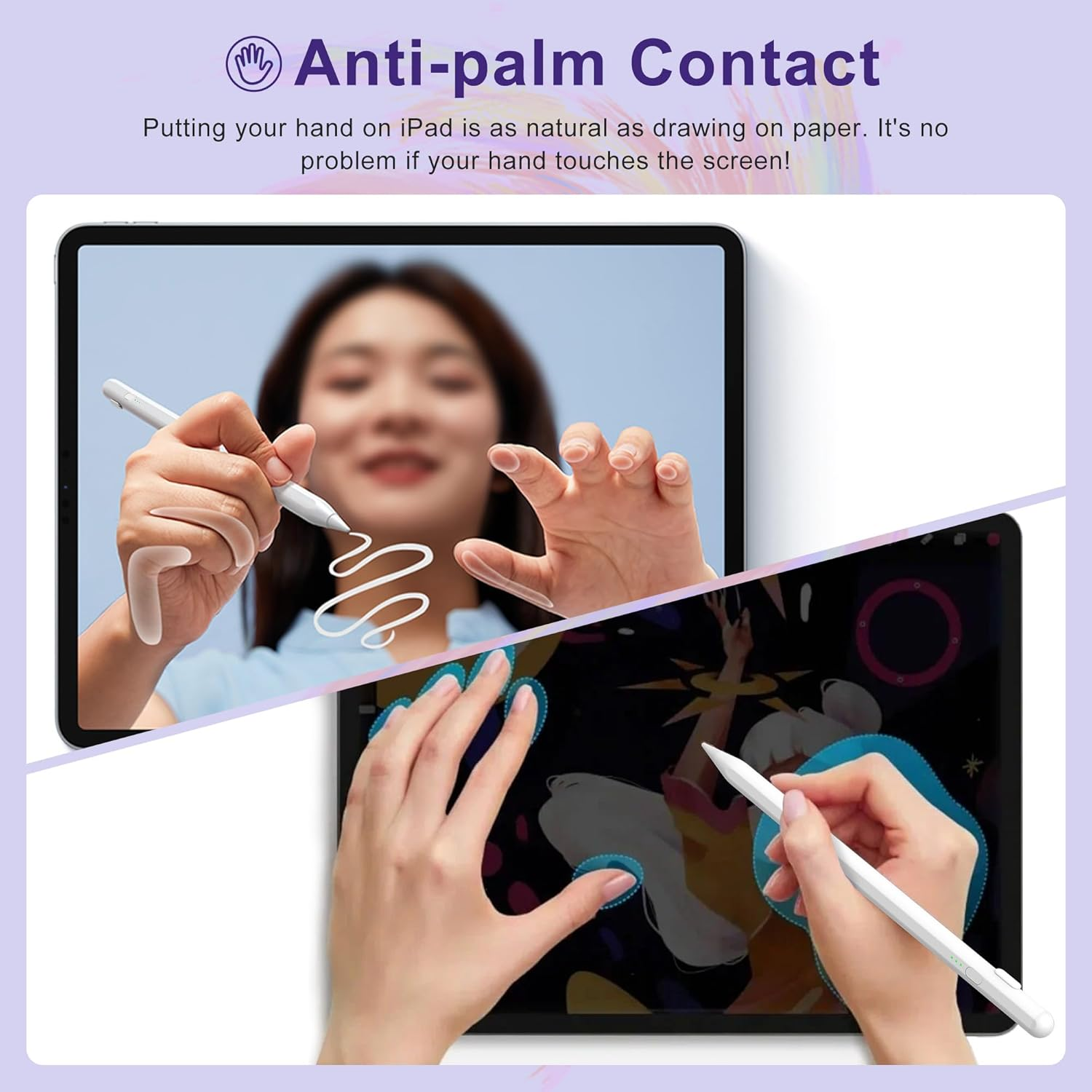 Stylus Pen for Ipad with Palm Rejection & Tilt Sensitive, Ipad Pencil Magnetic Stylus for Apple Ipad Pro 11&12.9" (2018-2022), Ipad 10/9/8/7/6Th Gen, Ipad Air 3Rd/4Th/5Th Gen, Ipad Mini 5/6Th Gen image number 2