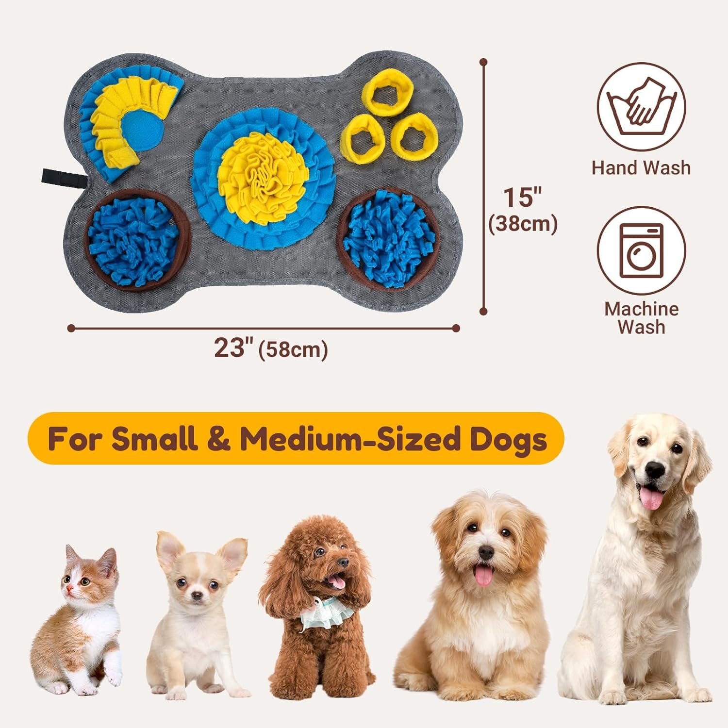 Barpor Snuffle Mat for Dogs: Small Pet Toys Mat for Behavior Training and Encourage Natural Foraging Skills and Slow Eating, 15"X22.8" image number 6