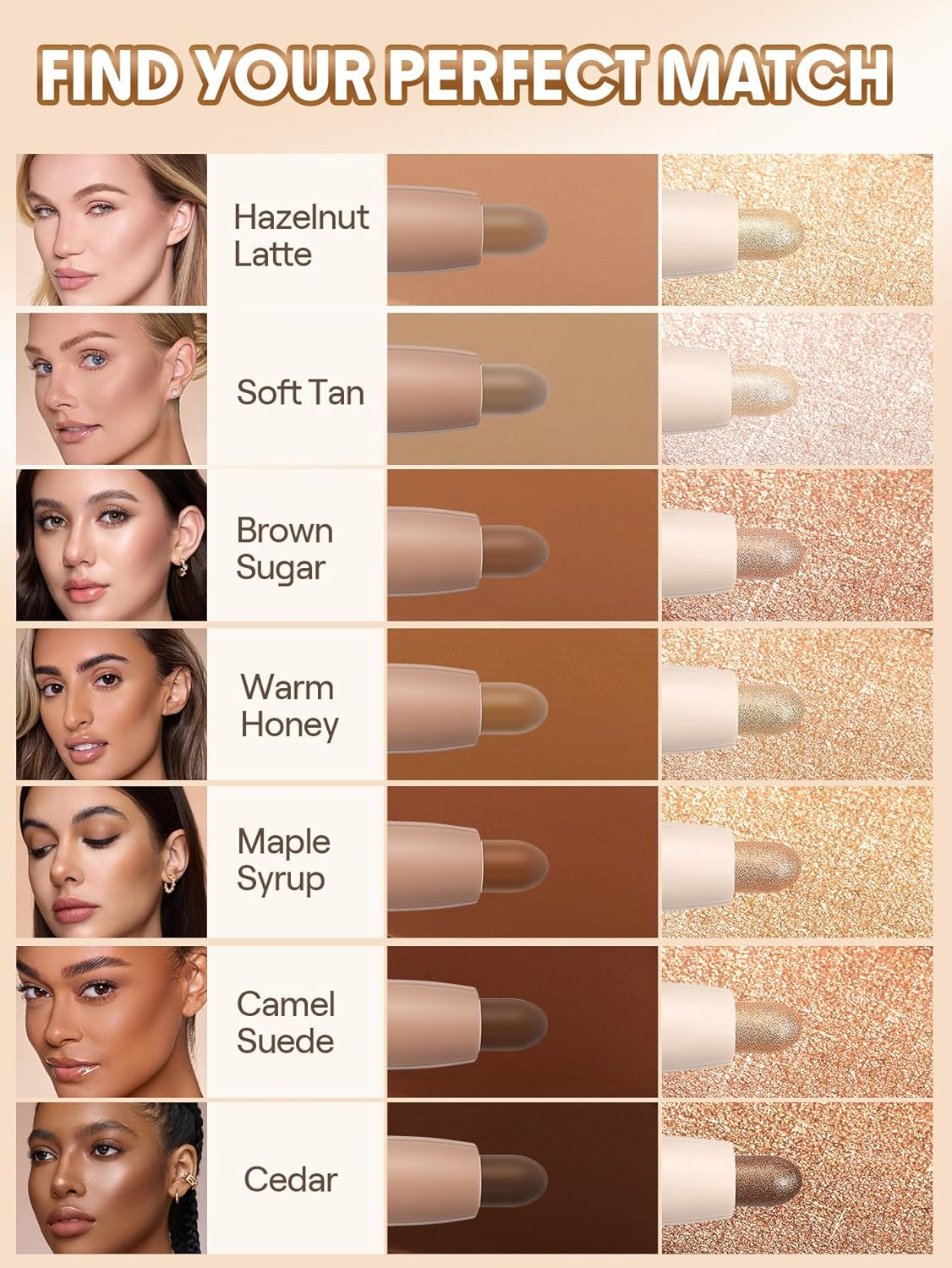 SHEGLAM 2-In-1 Contour & Highlight Stick Cream Waterproof Contour Stick-Hazelnut Latte image number 4