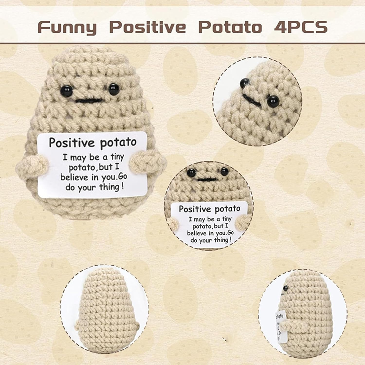 Cute and Fun Mini 3-Inch Front Potatoes, Cute Knitted and Fun Crochet Potato Dolls, New Year'S Gifts, Birthday Gifts, Creative Front Cards, Are the Ideal Choice for Spreading Positive Energy image number 6