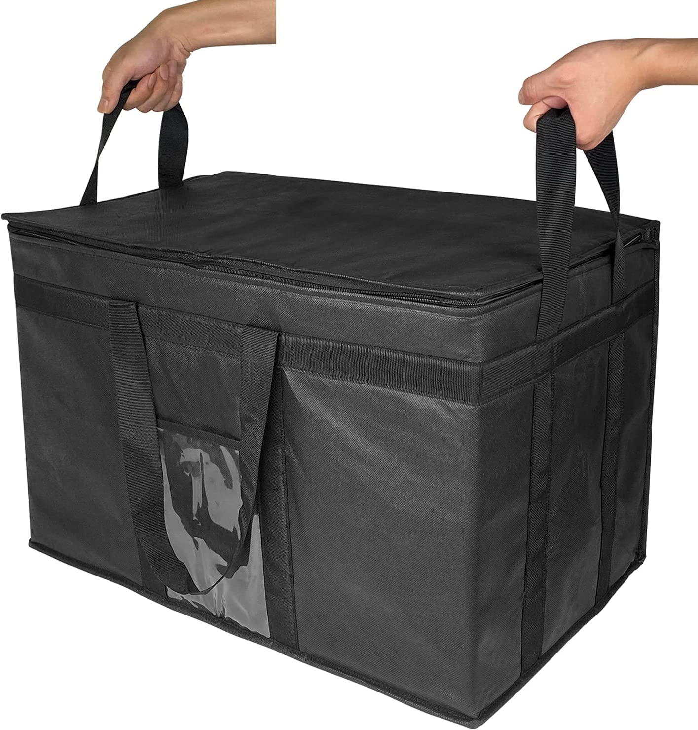 Yalin Xxl-Larger Insulated Cooler Bags with Zipper Closure,Reusable Grocery Shopping Bags Keep Food Hot or Cold,Collapsible Lunch Bag,Grocery Transport,23"W X 15"H X 14"D(Black Color) image number 6