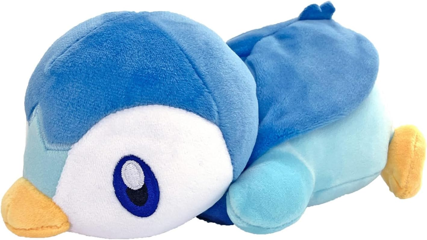 Ensky Piplup Sleeping Soft Plush Pillow, Potchima, Approx. 3.7 X 4.5 X 7.5 Inches (95 X 115 X 190 Mm), Polyester image number 1