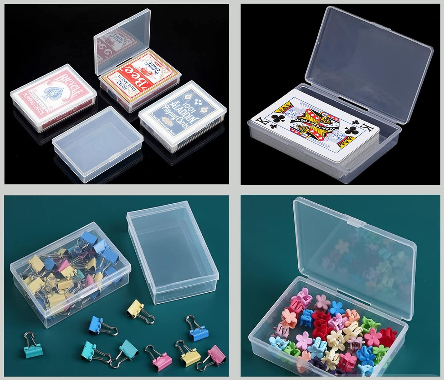 18 Pcs Clear Plastic Playing Card Boxes Snaps Closed Poker Gaming Playing Card Deck Cases Holder Plastic Storage Box Clear Trading Card Box Plastic Card Storage Organizer for Bank Business Card - 18Pcs image number 3