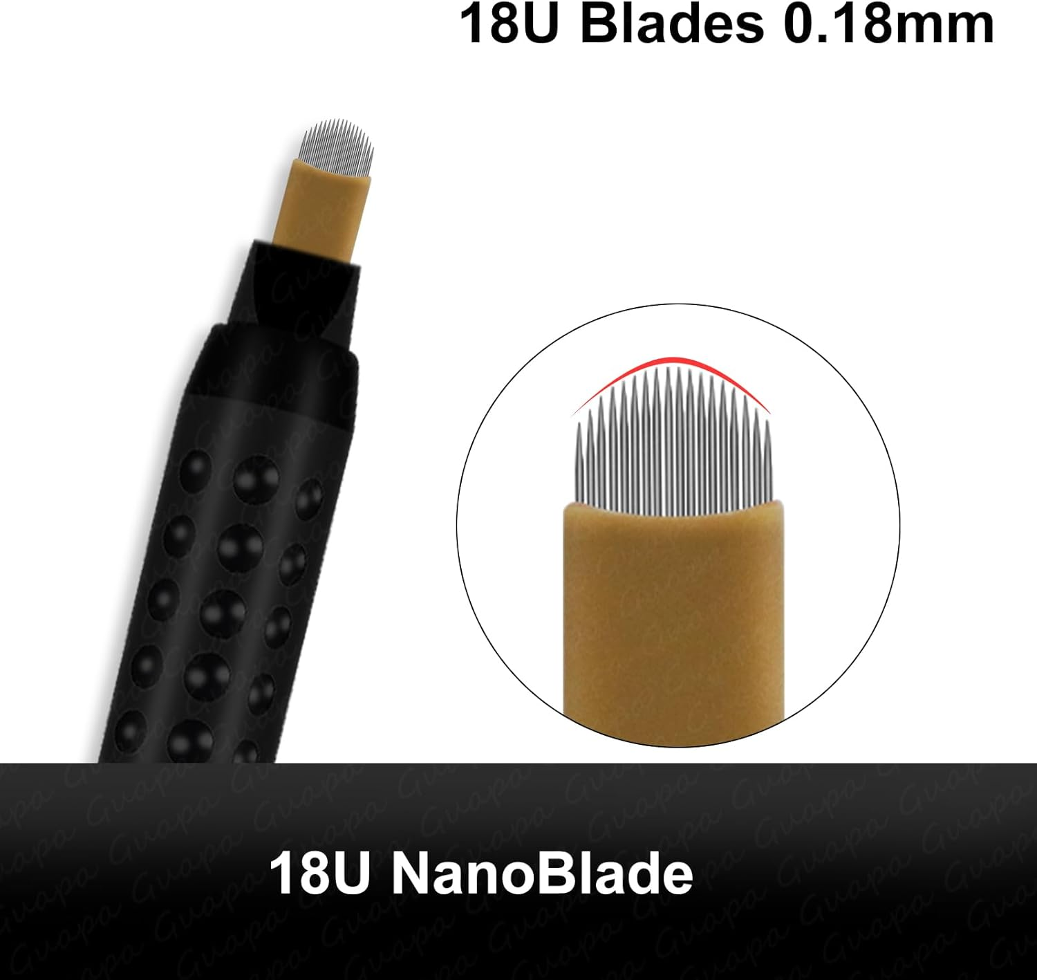 Pack of 10 Disposable Microblading Pens for Eyebrows, Eyeliner and Lips. Semi-Permanent Tattoo Tool with Comfortable Grip, Suitable for Beginners (10PCS 0.18Mm 18U) image number 4