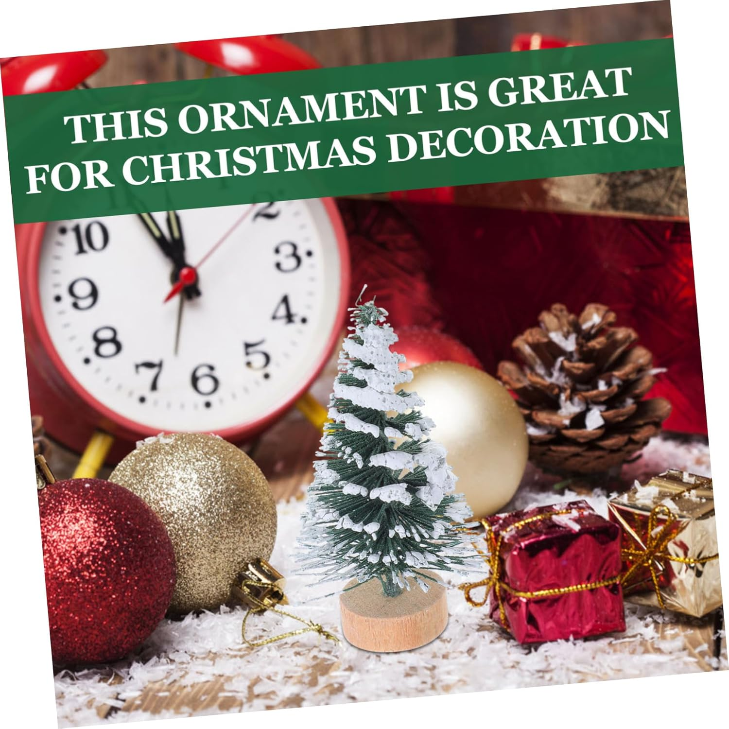 10Pcs Mini Christmas Tree Ornaments Pine Snow Covered Desktop Christmas Ornaments for Home Party Decoration for Xmas Party image number 5