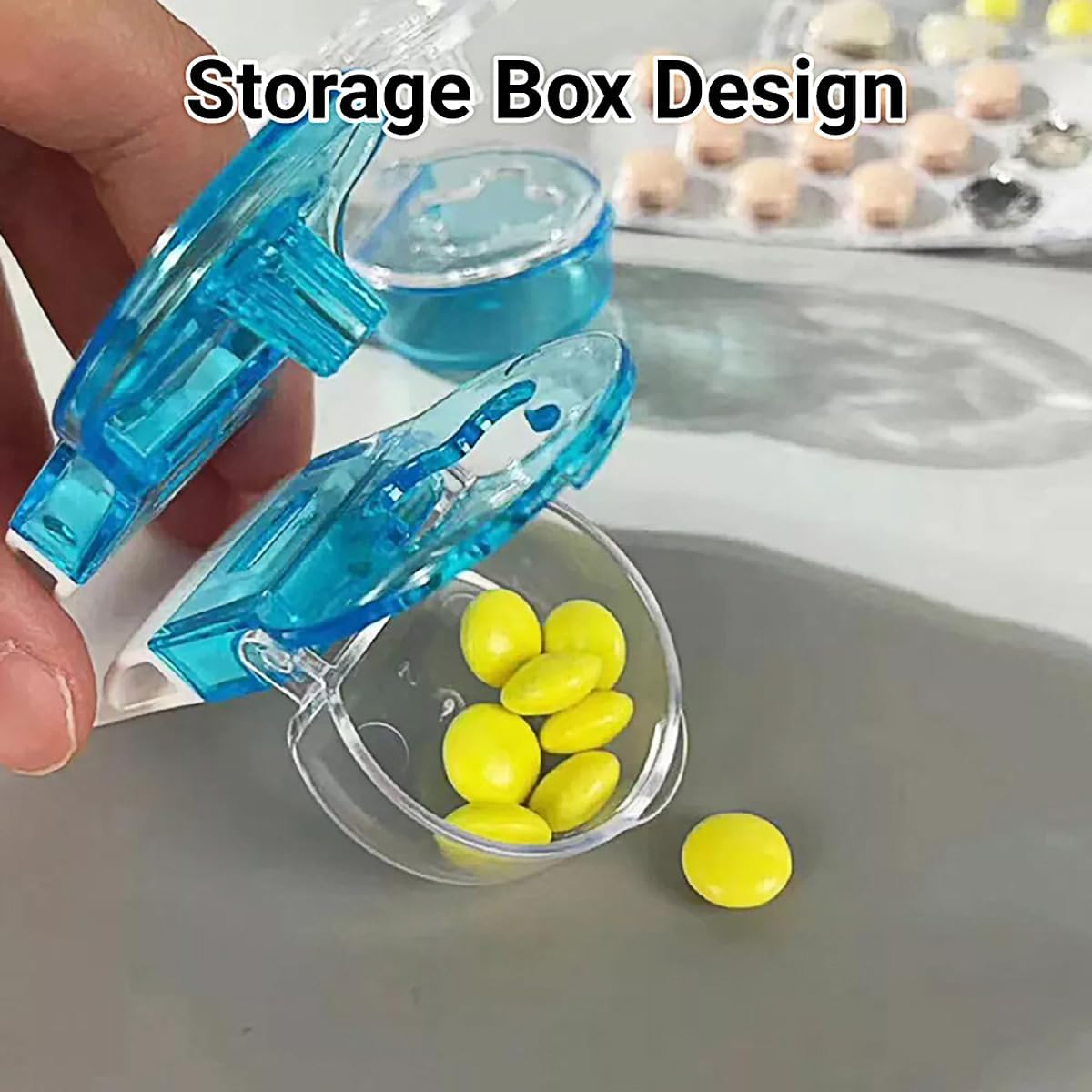 AIMALL 2Pcs Portable Pill Blister Pack Opener Tablet Popper Tool for Seniors Ergonomic Non-Slip Pill Taker for 20Mm Tablets Blue & White 3.1In X 1.5In image number 6