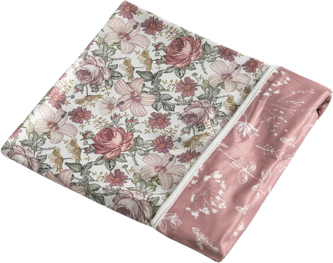 Little Jump Stretchy Jersey Knit Swaddle Blankets, Premium Cotton Floral Baby Blanket,Soft Western Wild Flowers Baby Quilt for Baby Girls and Toddlers(Vintage Floral) image number 6