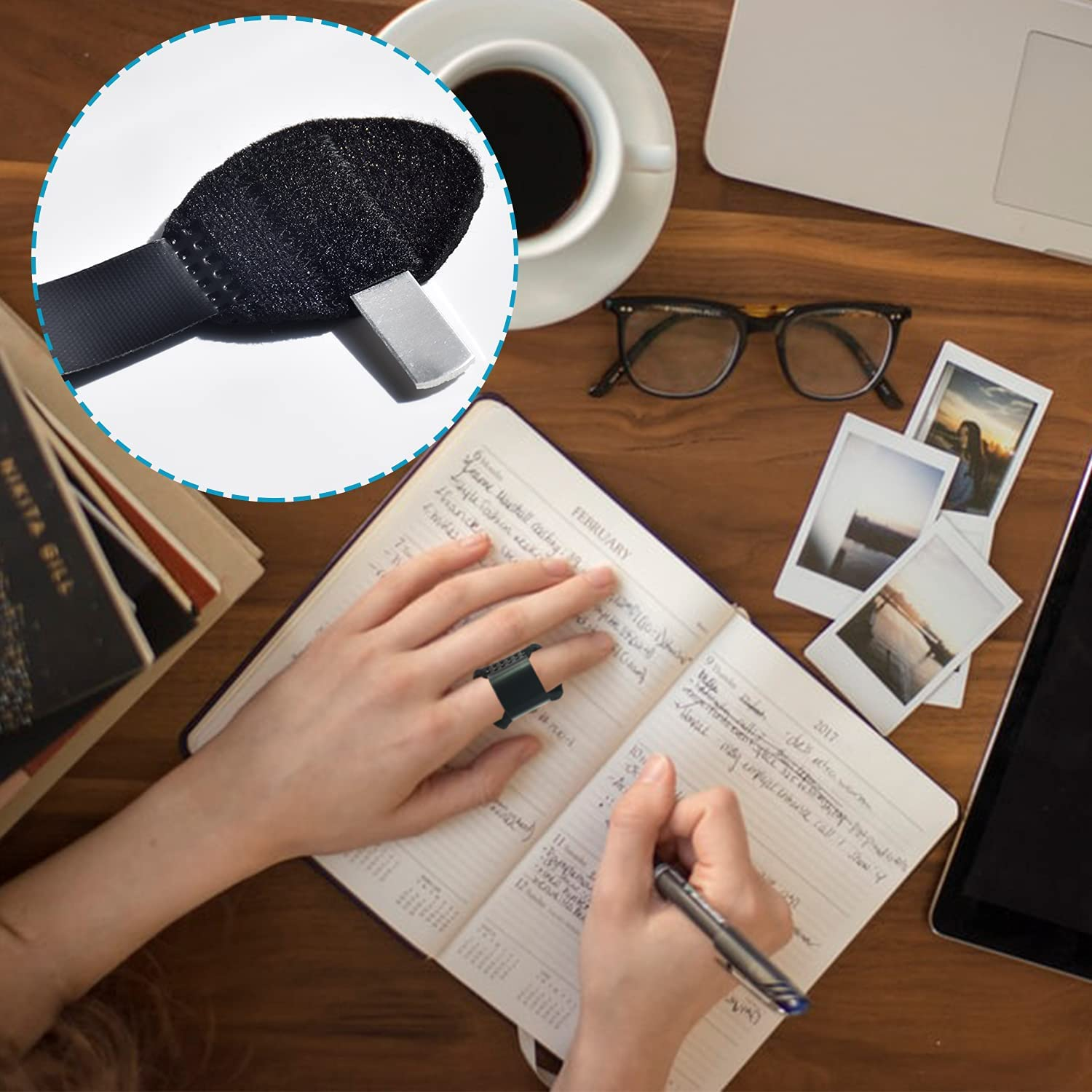 5PCS Finger Splint Set - Adjustable Mallet Finger Splint with Aluminum Strip for Broken Finger, Arthritis Support, Thumb to Little Finger Relief (Black) image number 3