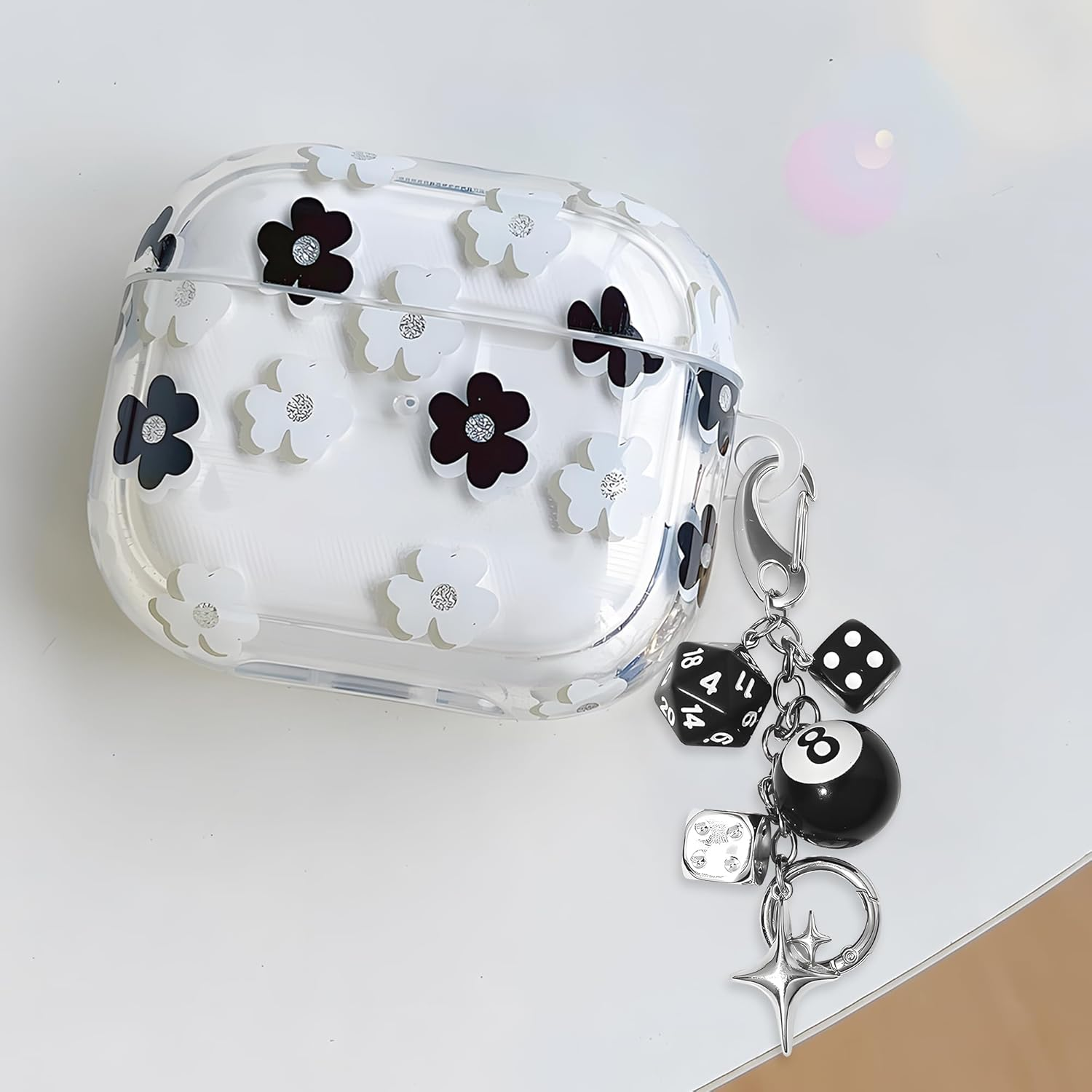 1PC Y2K Aesthetic 8 Ball Dice Charm Set - Lightweight Zinc Alloy Key Chains for Car, Phone, Bag & Purse - Cute Unisex Accessories for Women and Men image number 2