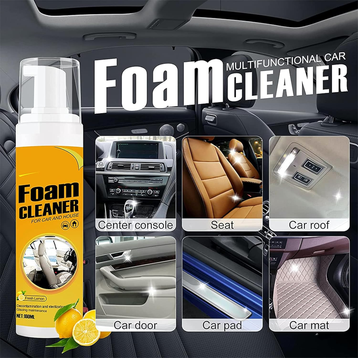Multi-Purpose Car & House Foam Cleaner, Cleaning Foam Tool for Interior, Available in 30Ml/100Ml/150Ml Sizes (100Ml) image number 1