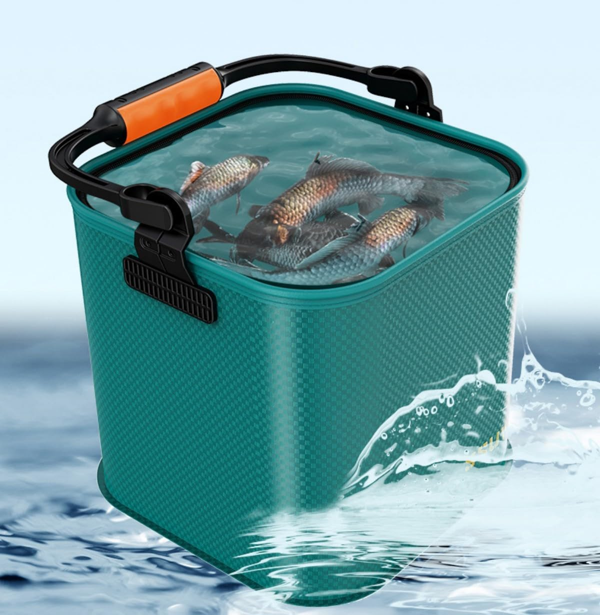 YAOYAOLING Collapsible Bait Bucket,Eva Fish Bucket,Portable Fishing Water Pail for Camping Traveling Hiking Fishing Boating Gardening with 6 Meters Rope image number 3