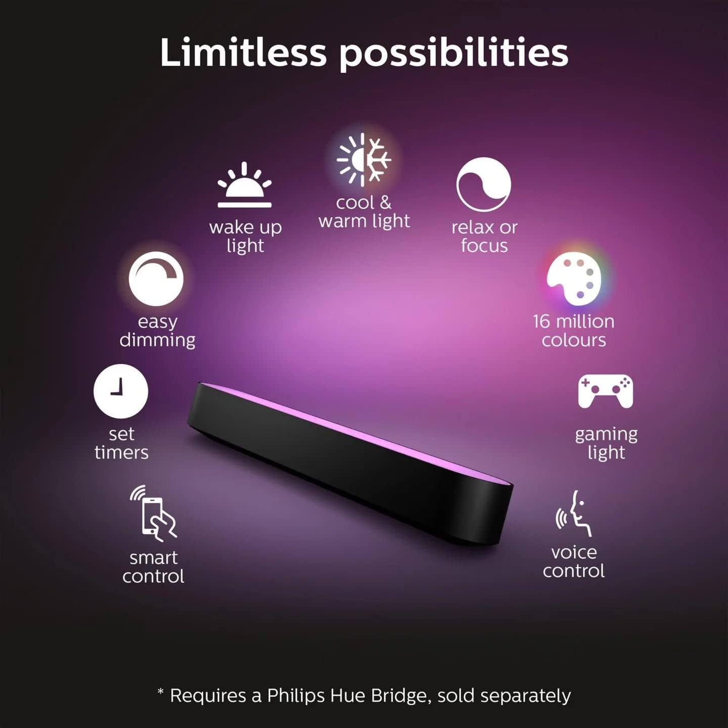 Philips Hue Play - White and Colour Ambiance Smart LED Bar Light - Black - 2 Pack (Base Kit) image number 6