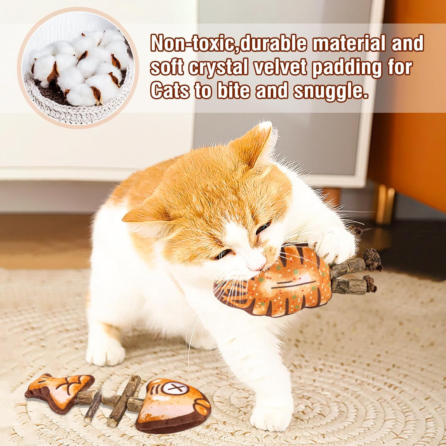 Catnip Toys, Cat Toy for Indoor Cats, Cat Nip Snack for Teeth Cleaning, Cat Fish Toys for Chew Treats image number 6