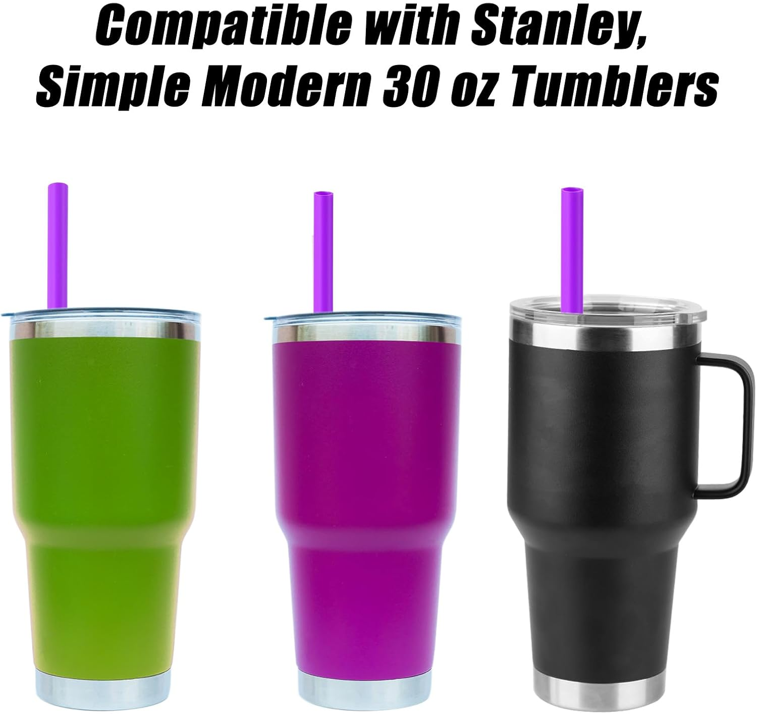 6Pcs Reusable Replacement Straws for Yeti Rambler 25/26/35Oz Straw Cup, Plastic Drinking Straws for Stanley for Simple Modern 30 Oz Tumbler with Straw Brush Water Bottle Accessories Parts (Purple) image number 4
