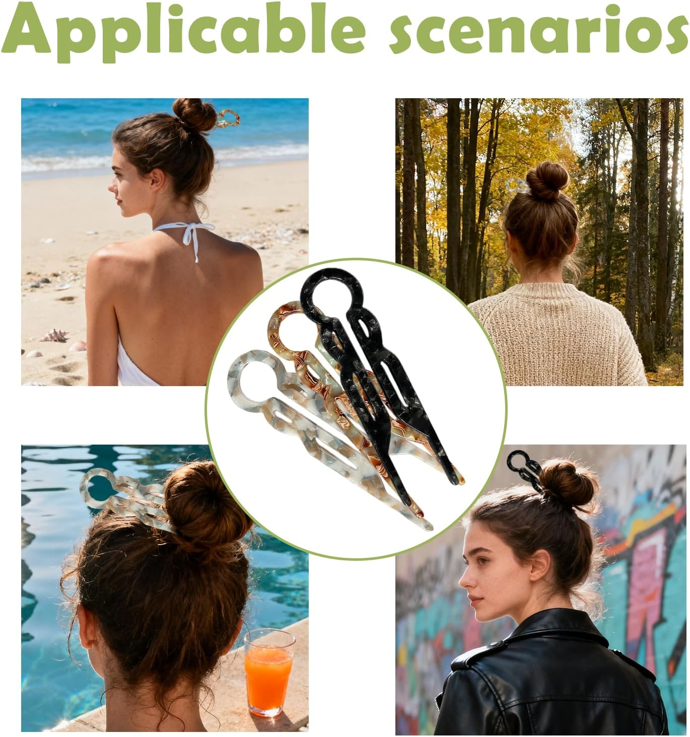 Vymoreon Prestige Lialys Hairpins, 3Pcs U-Shaped Hair Clips for Women and Girls image number 3