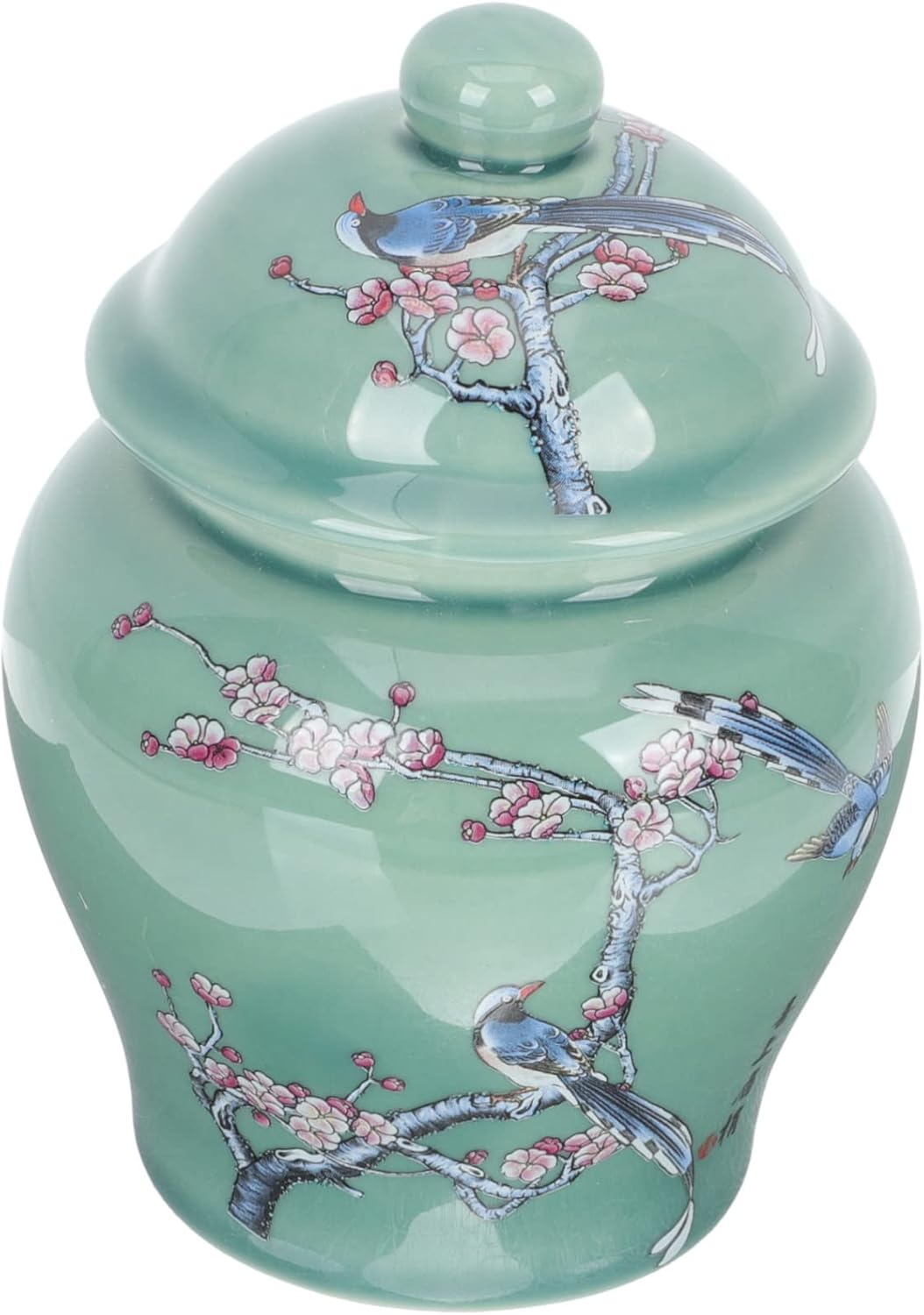 Mikinona Chinese Style Ceramic Tea Jar Small Sealed Loose Tea Container Oriental Food Canister for Home Kitchen Storage image number 6