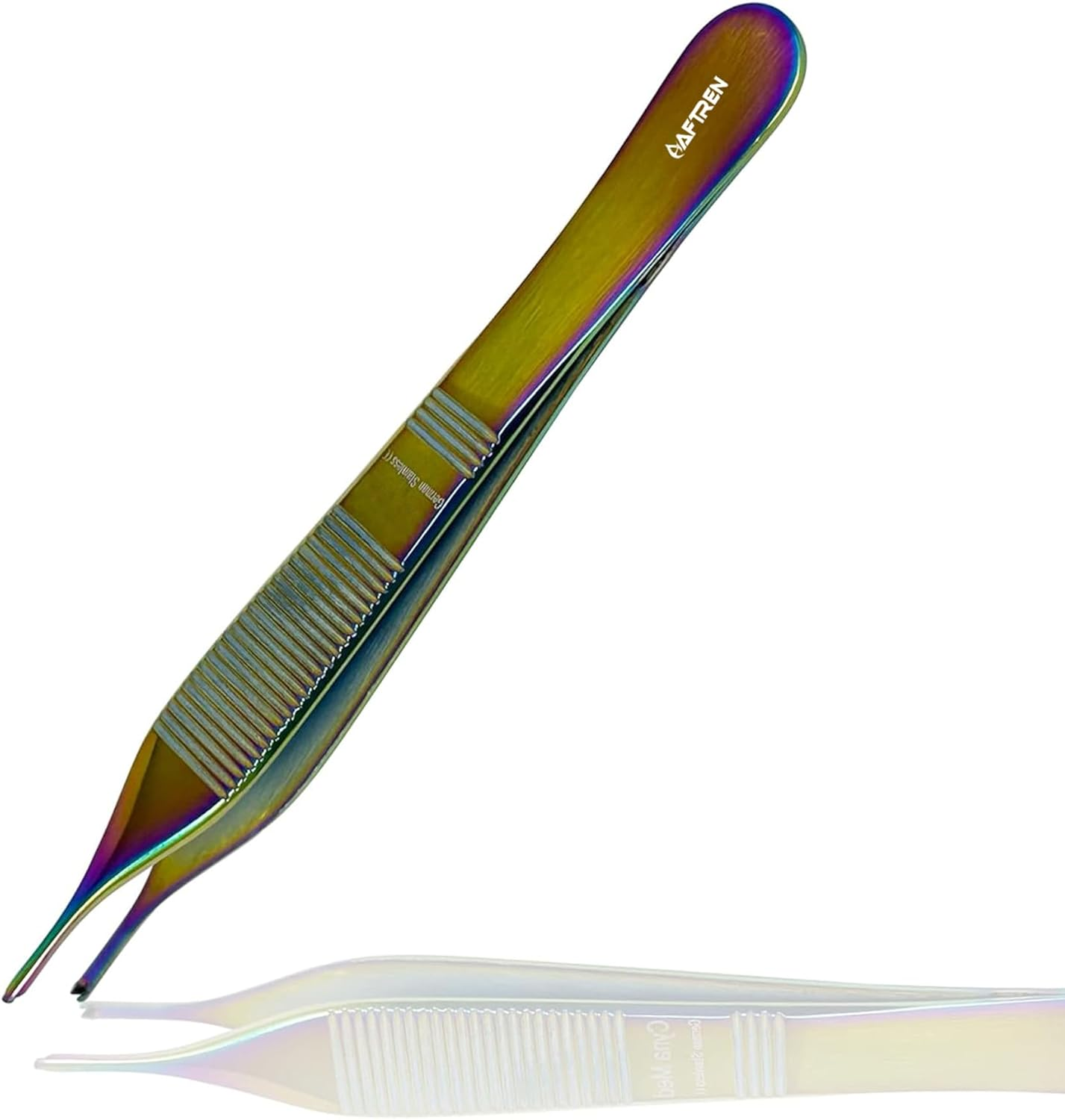 AFTREN Adson T/C Tweeezers Fine Straight Tip, Tungsten Carbide Inserts, Veterinary Instruments, 1 X 2 Teeth, Adson Tissue Tweeezers, 4.75 Inch, Multicolor