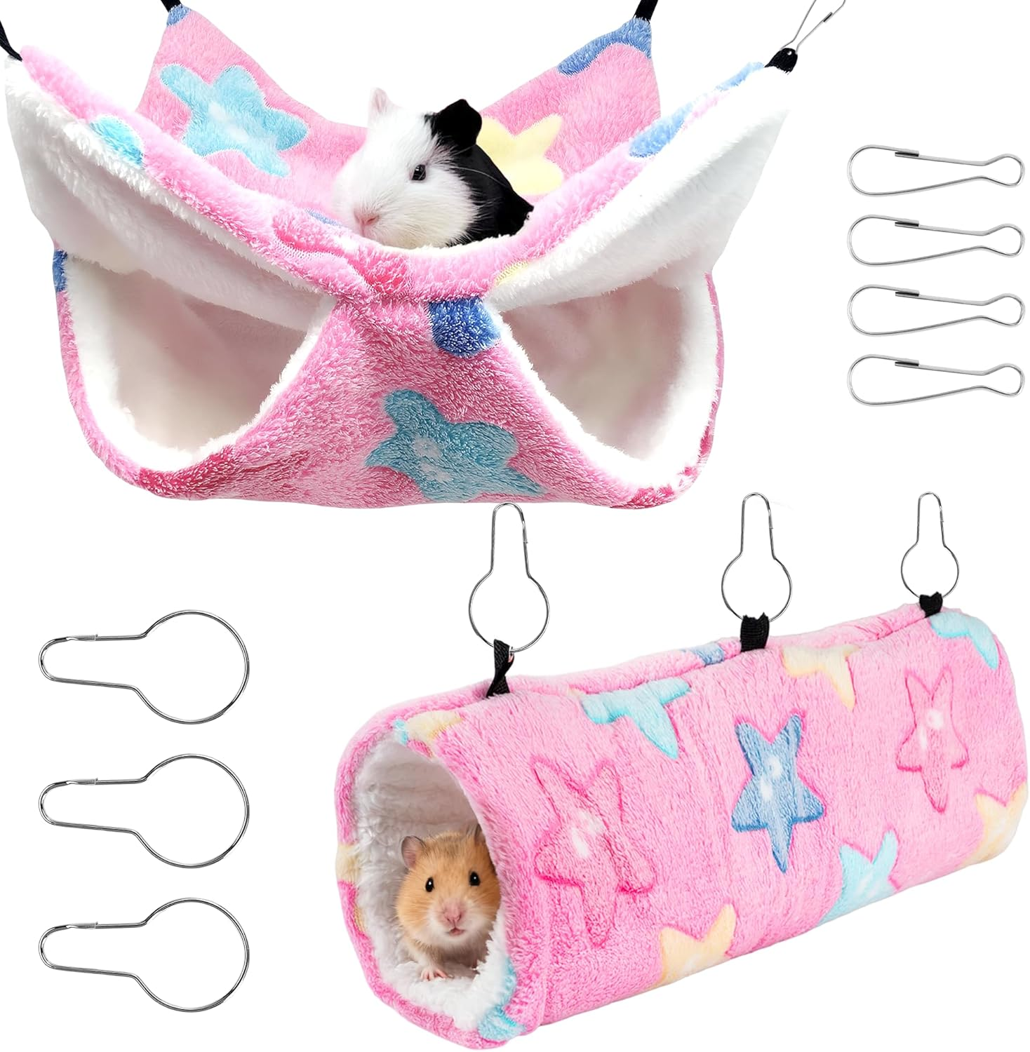 Homrich Guinea Pig Hammock & Guinea Pig Tunnel, Sleeping Mat for Small Animals, Pet Cage Accessories for Hamsters, Rabbits, Guinea Pig, Ferrets, Rats, Rabbit Accessories, Bed Toy image number 1