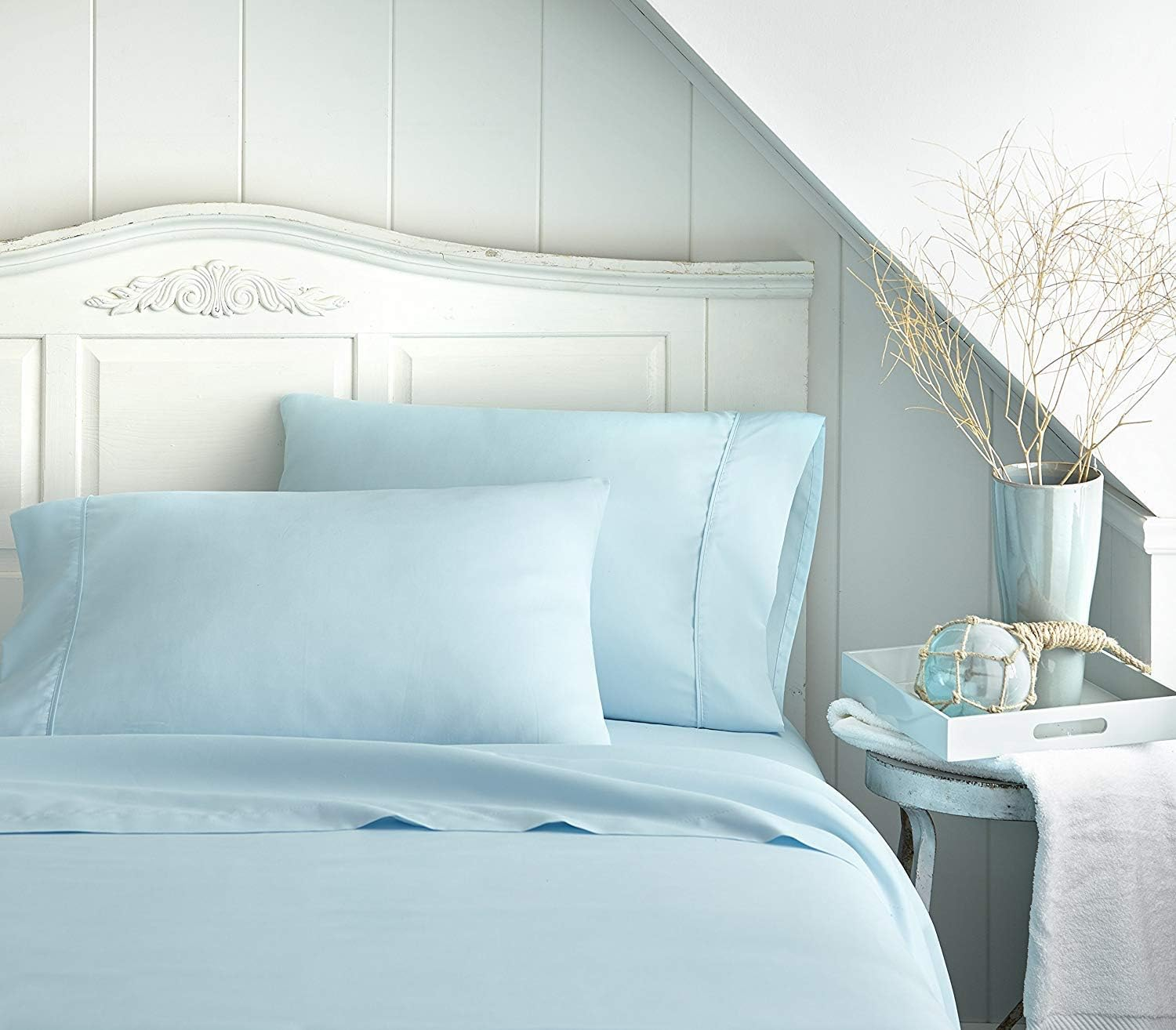 Noble Comfort Linen Double Brushed Microfiber Breathable 4 Pcs Sheet Set Super Soft 11-12 Inch Deep Pocket 1800 Thread Count Wrinkle and Fade Resistant Bedding (Twin XL Color Sky Blue) image number 1