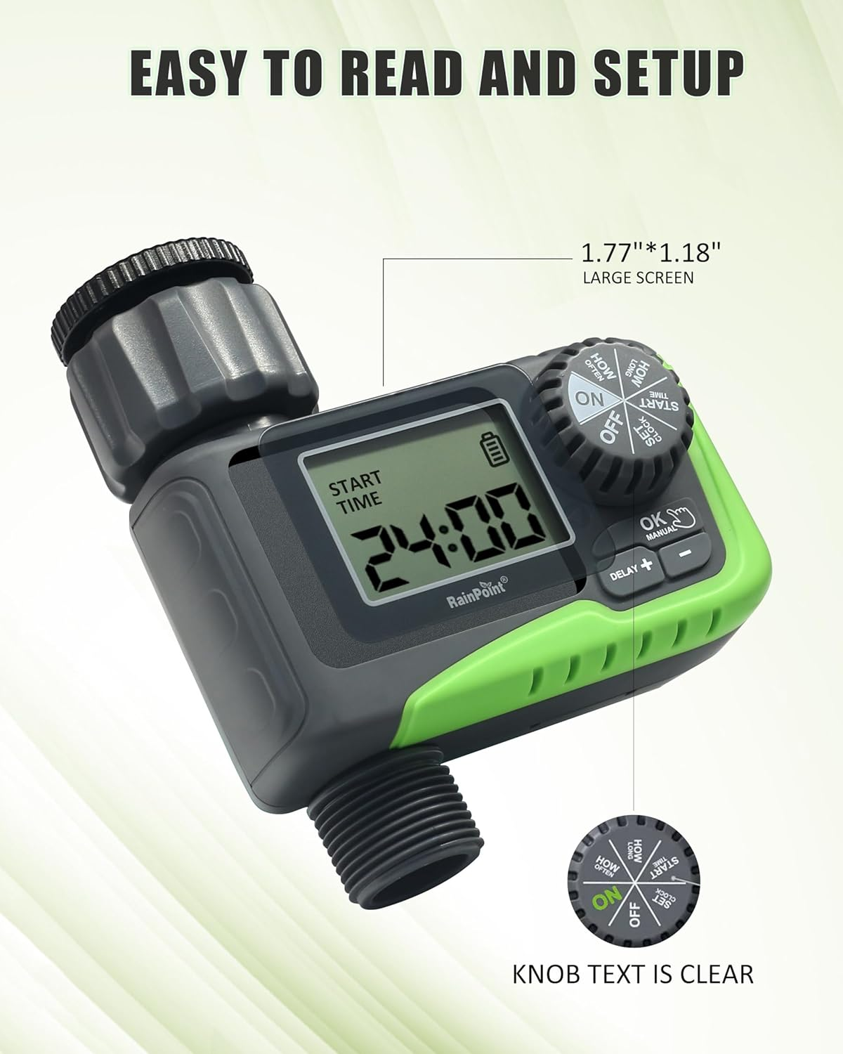 Tap Timer Outdoor, Programmable Water Timer for Garden Hose, Watering Timers with Rain Delay/Manual/Automatic Drip Irrigation and Lawn Watering System for Yard, 1 Outlet image number 2