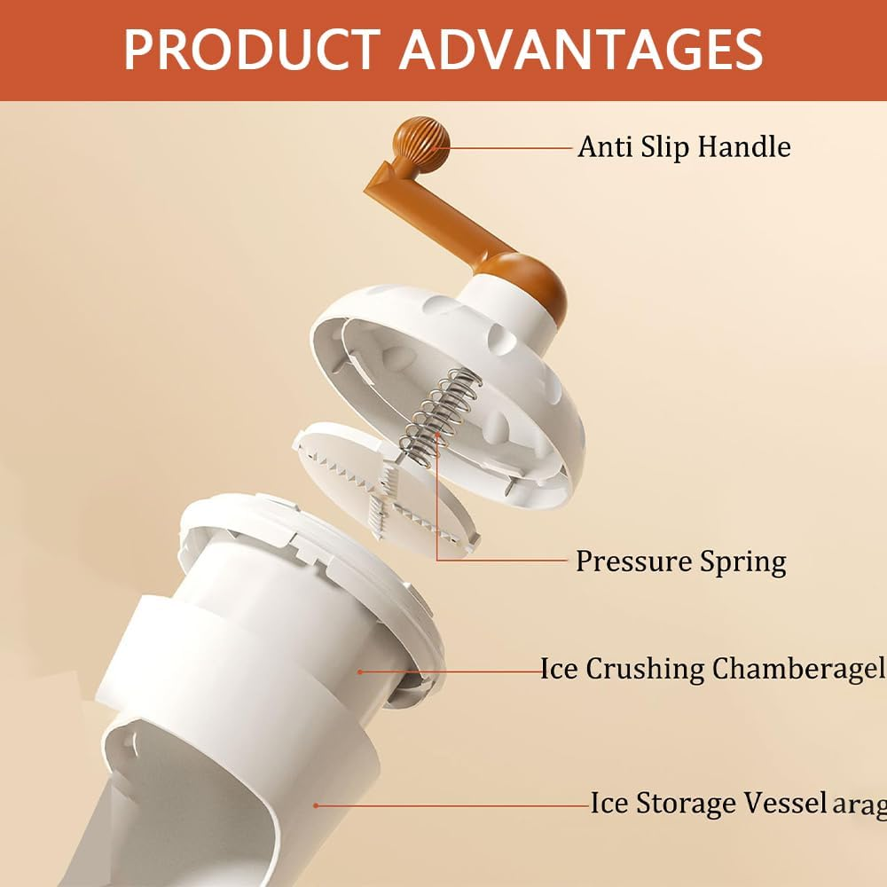 MUSONG Manual Shaved Ice Machine, Portable Hand-Crank Snow Cone Maker with 3 Ice Trays, Small Ice Crusher for Smoothies, Slushies, Frozen Drinks, Summer Parties, Camping & Outdoor Use image number 2