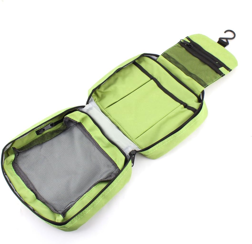 Ruilogod Portable Cosmetic Makeup Storage Pouch Case Wash Organizer Hanging Bag Green, Red, S, Wire Collated image number 1