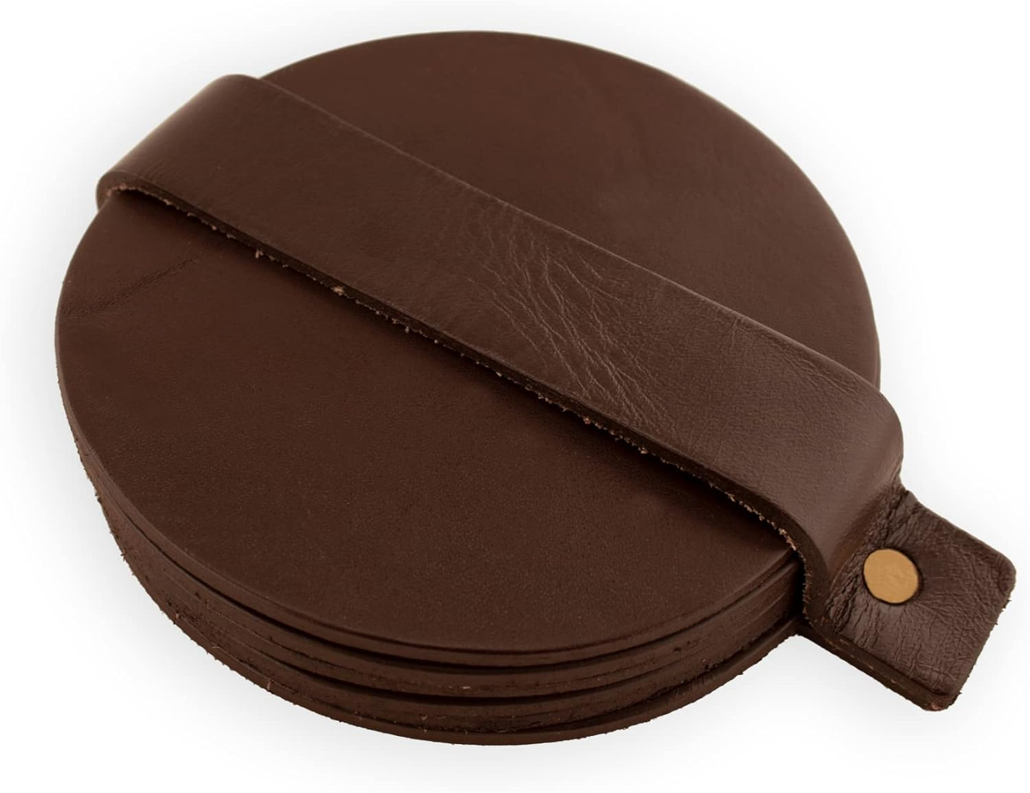 Brute Strength - Full Grain Leather Coasters - Black - round - Pack of 10 - round Glass Coasters - Drinks Coasters